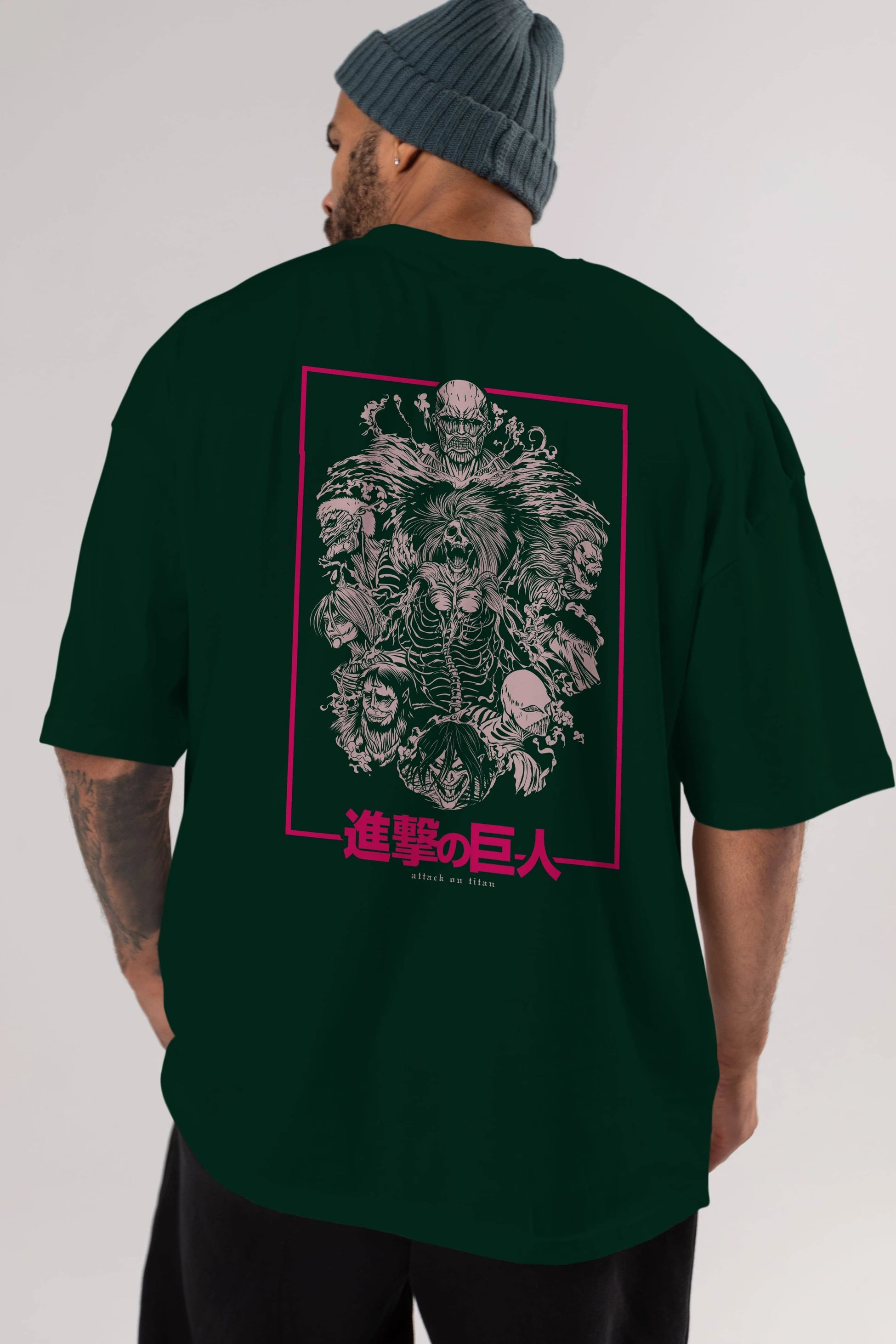 ATTACK ON TITANS Anime Arka Baskılı Oversize t-shirt Erkek Kadın Unisex