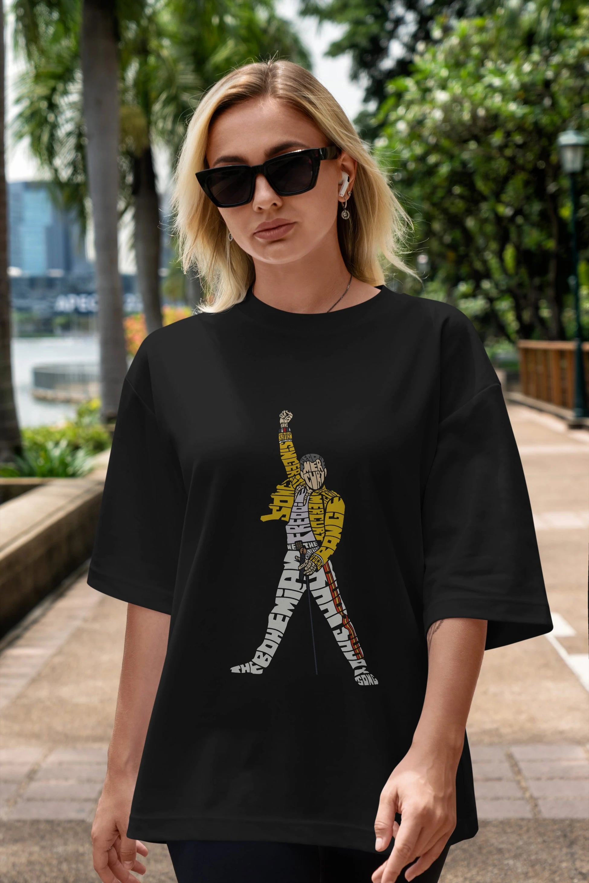 Freddy Mercury Ön Baskılı Oversize t-shirt %100 pamuk Erkek Kadın Unisex