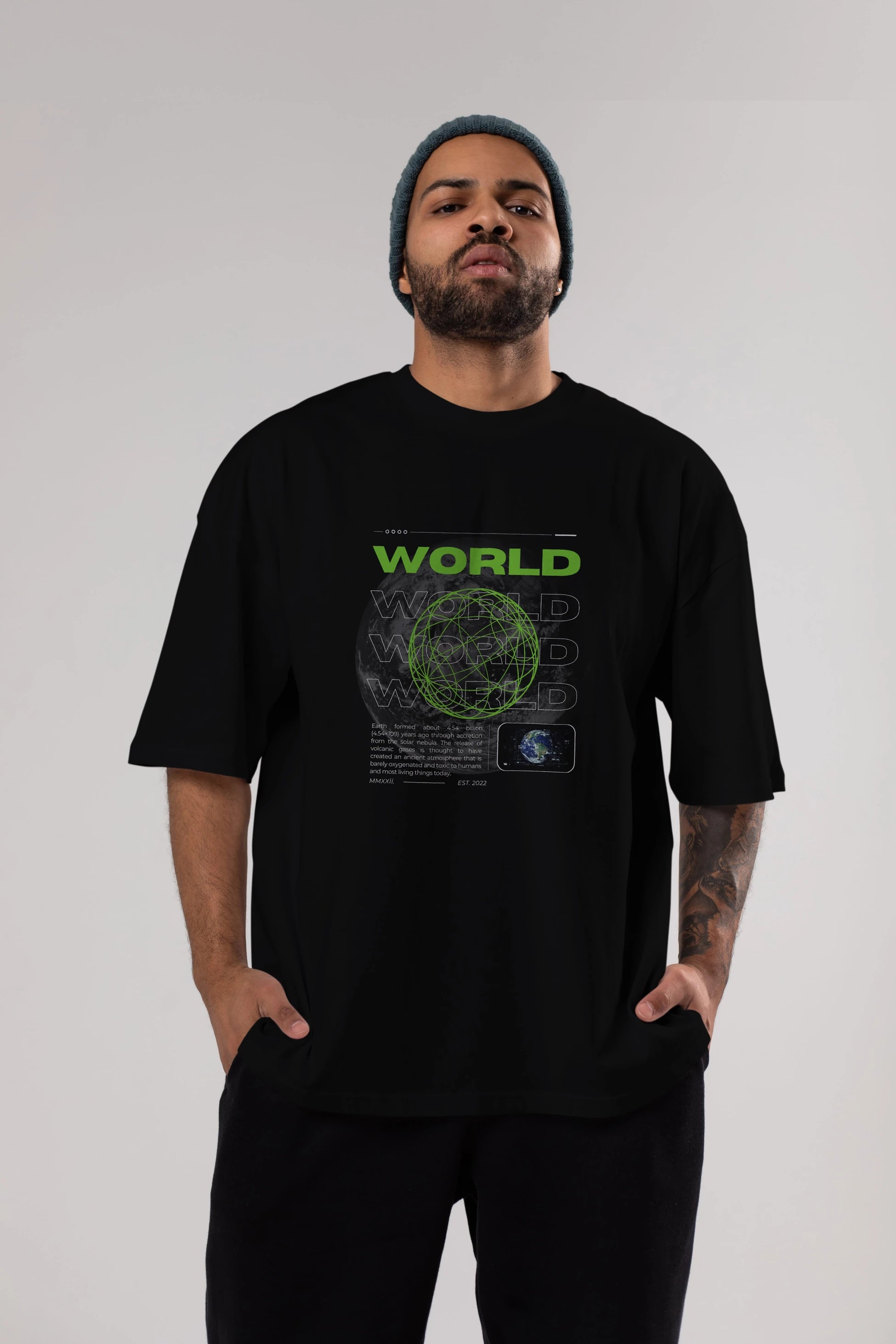 World Streetwear Ön Baskılı Oversize t-shirt Erkek Kadın Unisex