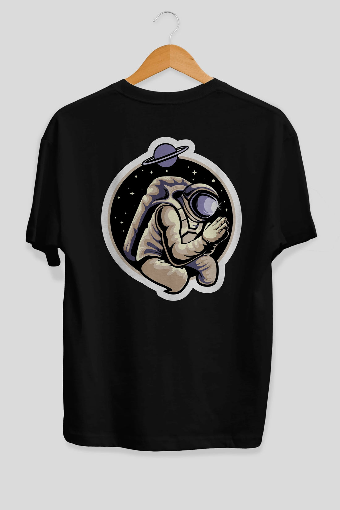 Astronaut Praying Sticker Arka Baskılı Oversize t-shirt Erkek Kadın Unisex