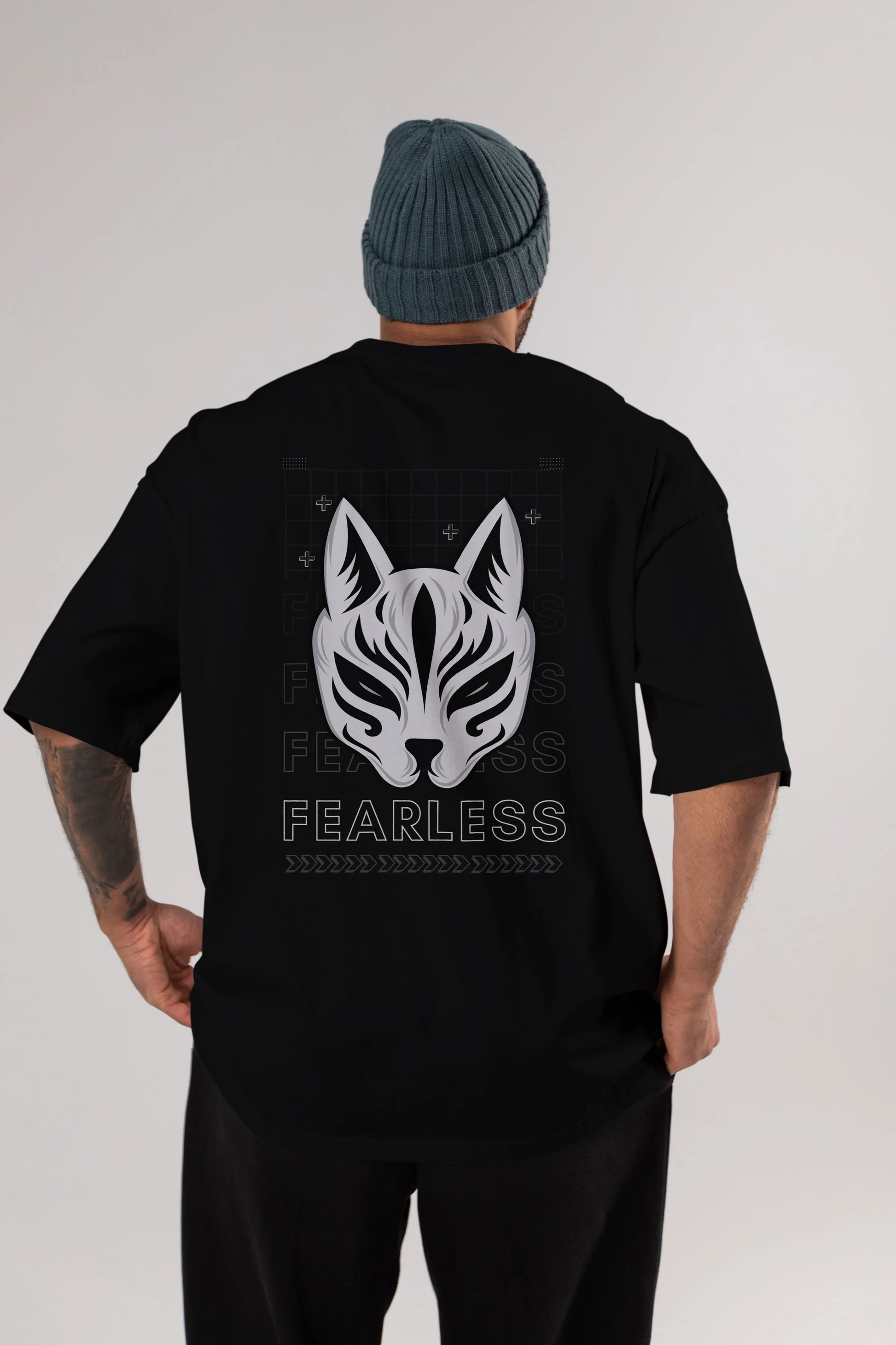 Fearless Yazılı Arka Baskılı Oversize t-shirt Erkek Kadın Unisex