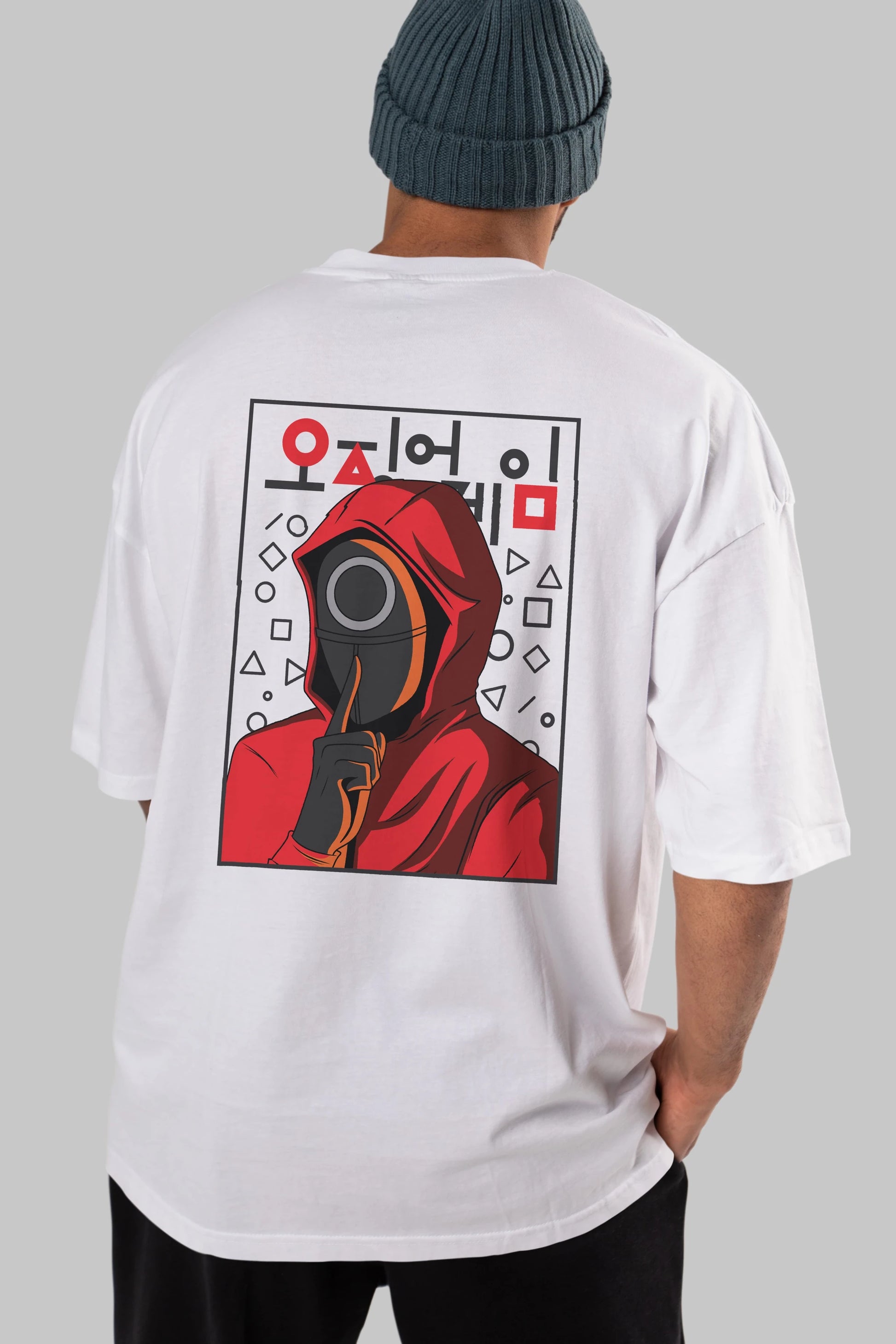Squid Game (5) Arka Baskılı Oversize t-shirt Erkek Kadın Unisex %100 Pamuk Bisiklet Yaka tişort