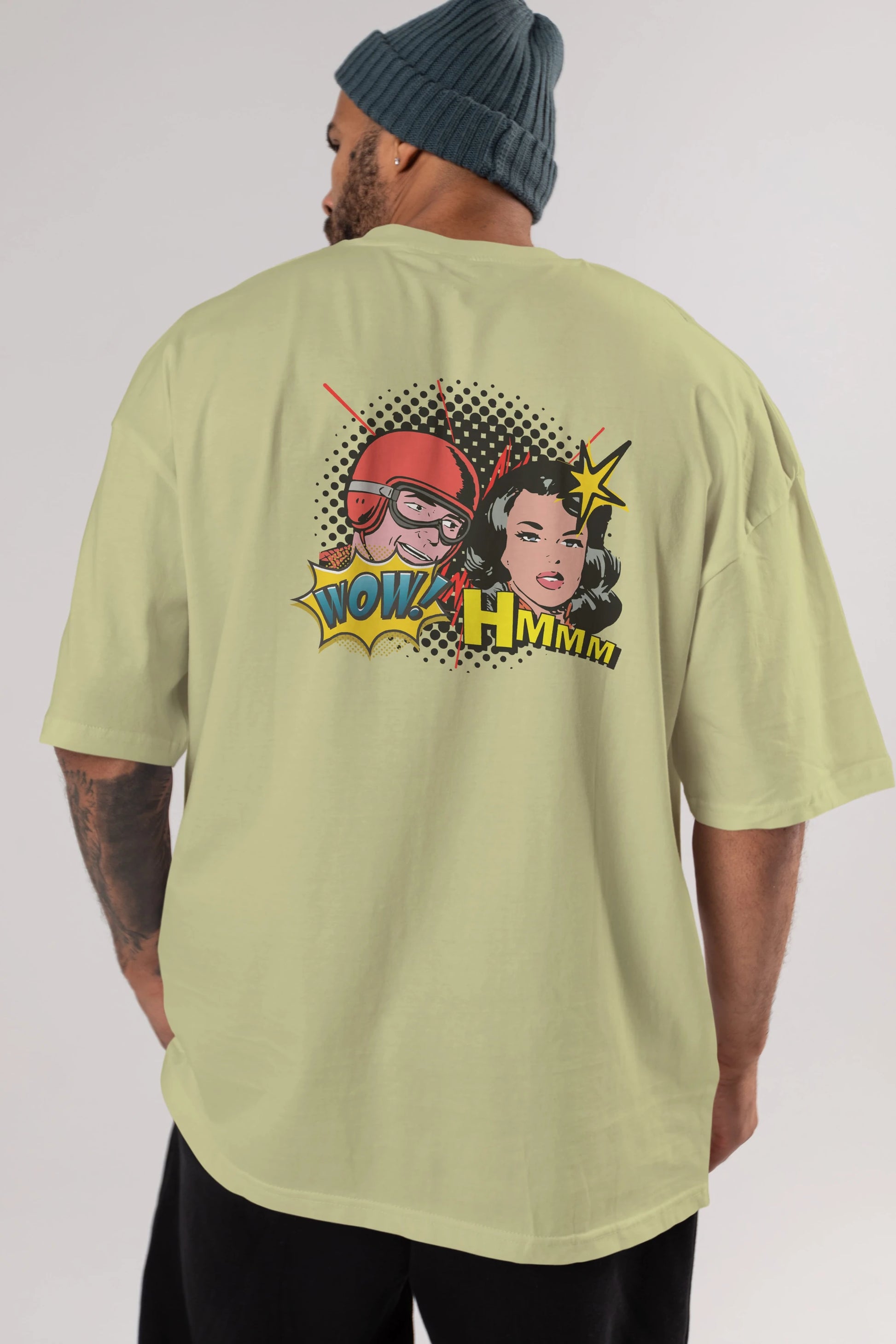 Comic Wow Yazılı Arka Baskılı Oversize t-shirt Erkek Kadın Unisex