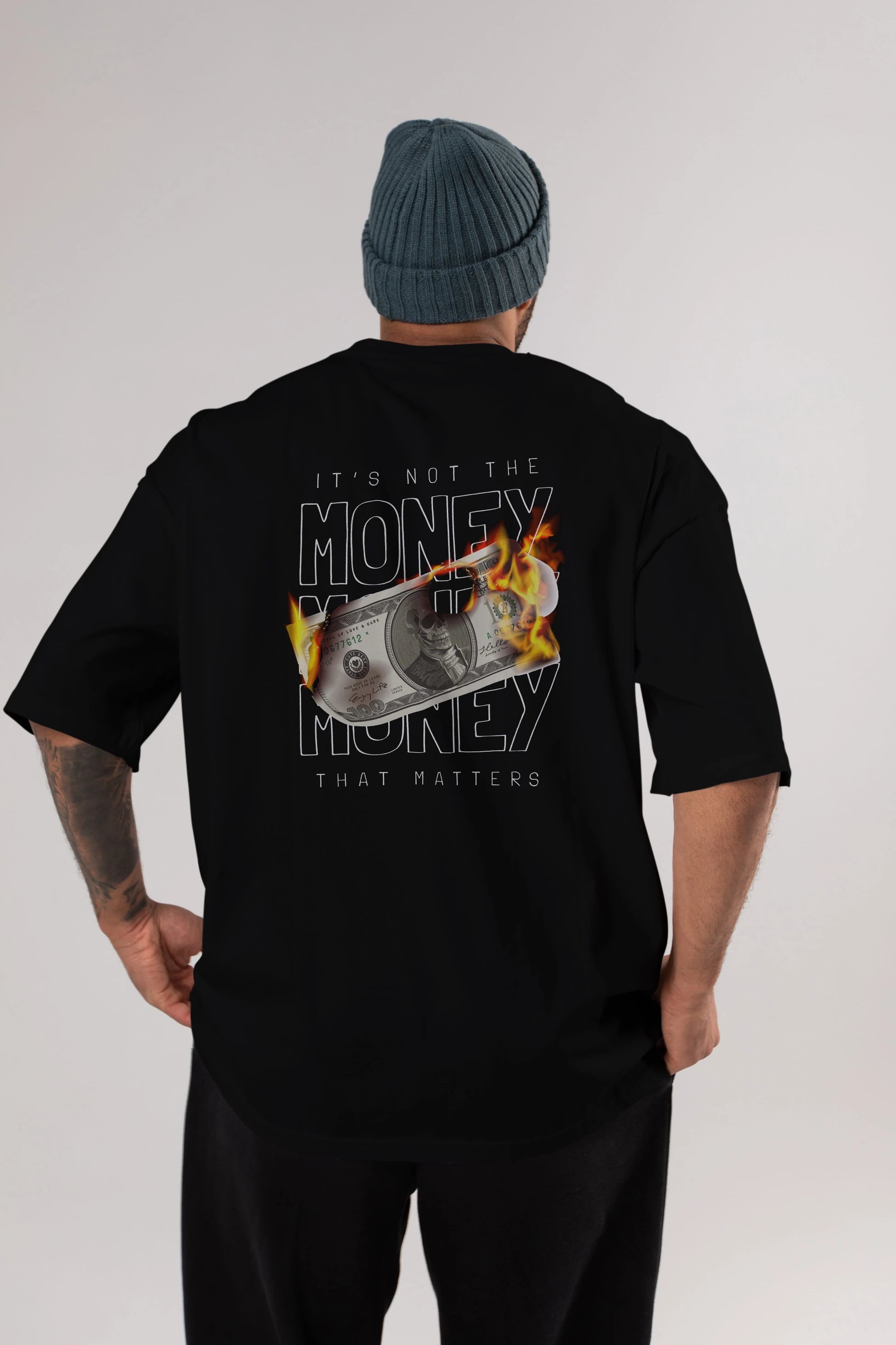Teddy Bear Its Not The Money Arka Baskılı Oversize t-shirt Erkek Kadın Unisex %100 Pamuk