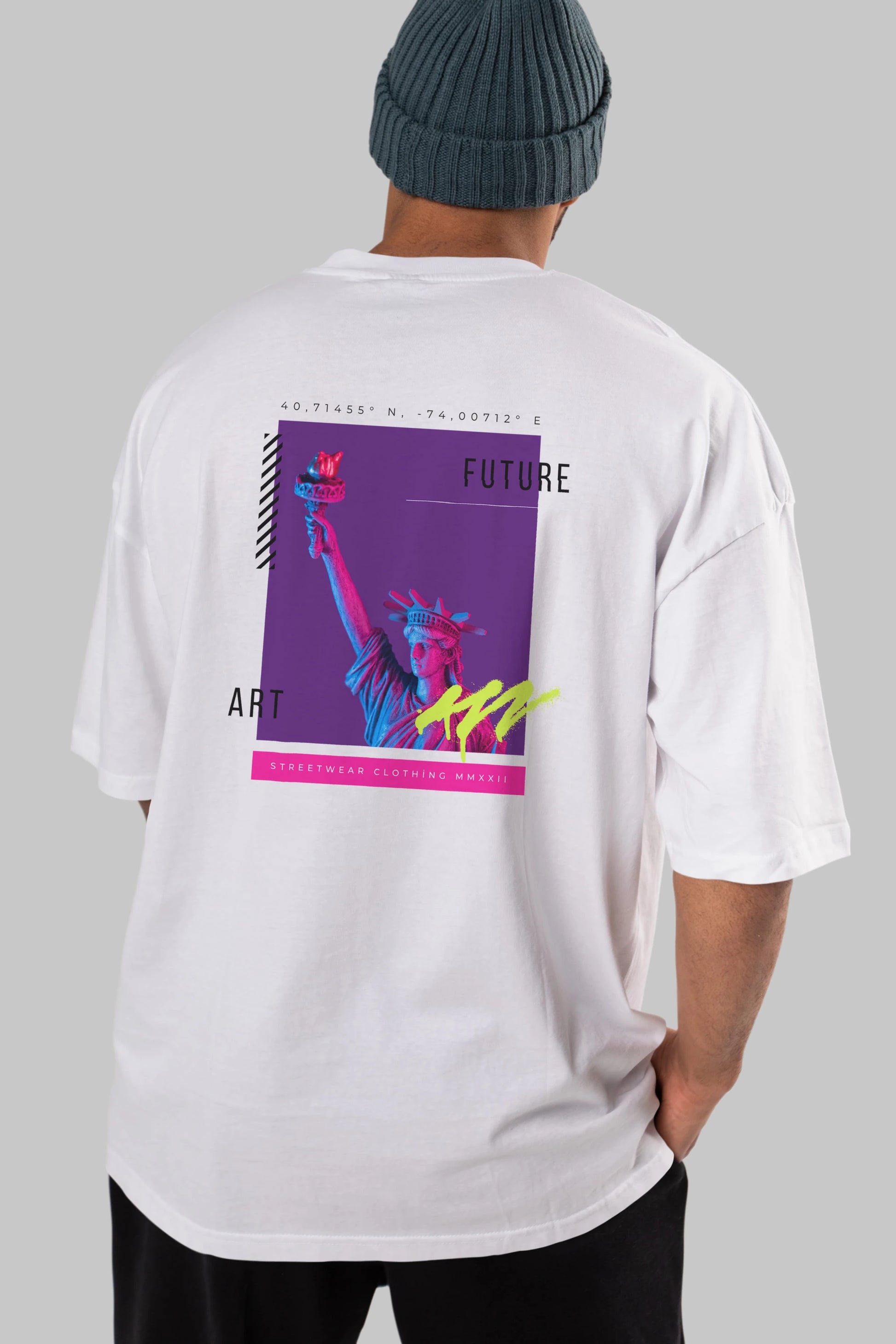 Future Art Arka Baskılı Oversize t-shirt Erkek Kadın Unisex