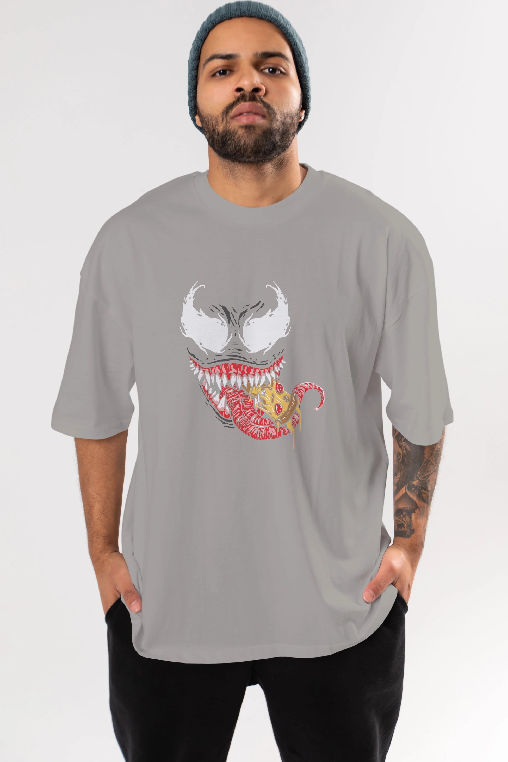 Venom (1) Ön Baskılı Oversize t-shirt Erkek Kadın Unisex %100 Pamuk Bisiklet Yaka tişort