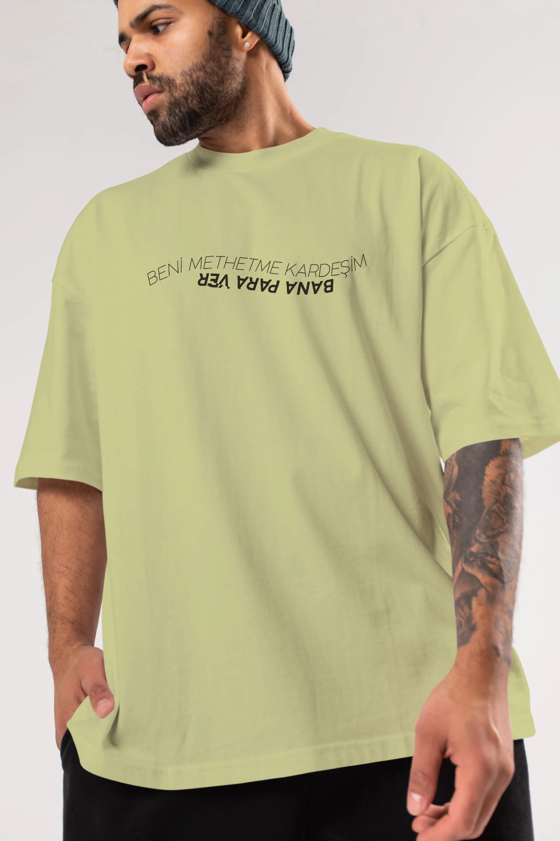 Beni Methetme Kardeşim Ön Baskılı Oversize t-shirt %100 pamuk Erkek Kadın Unisex