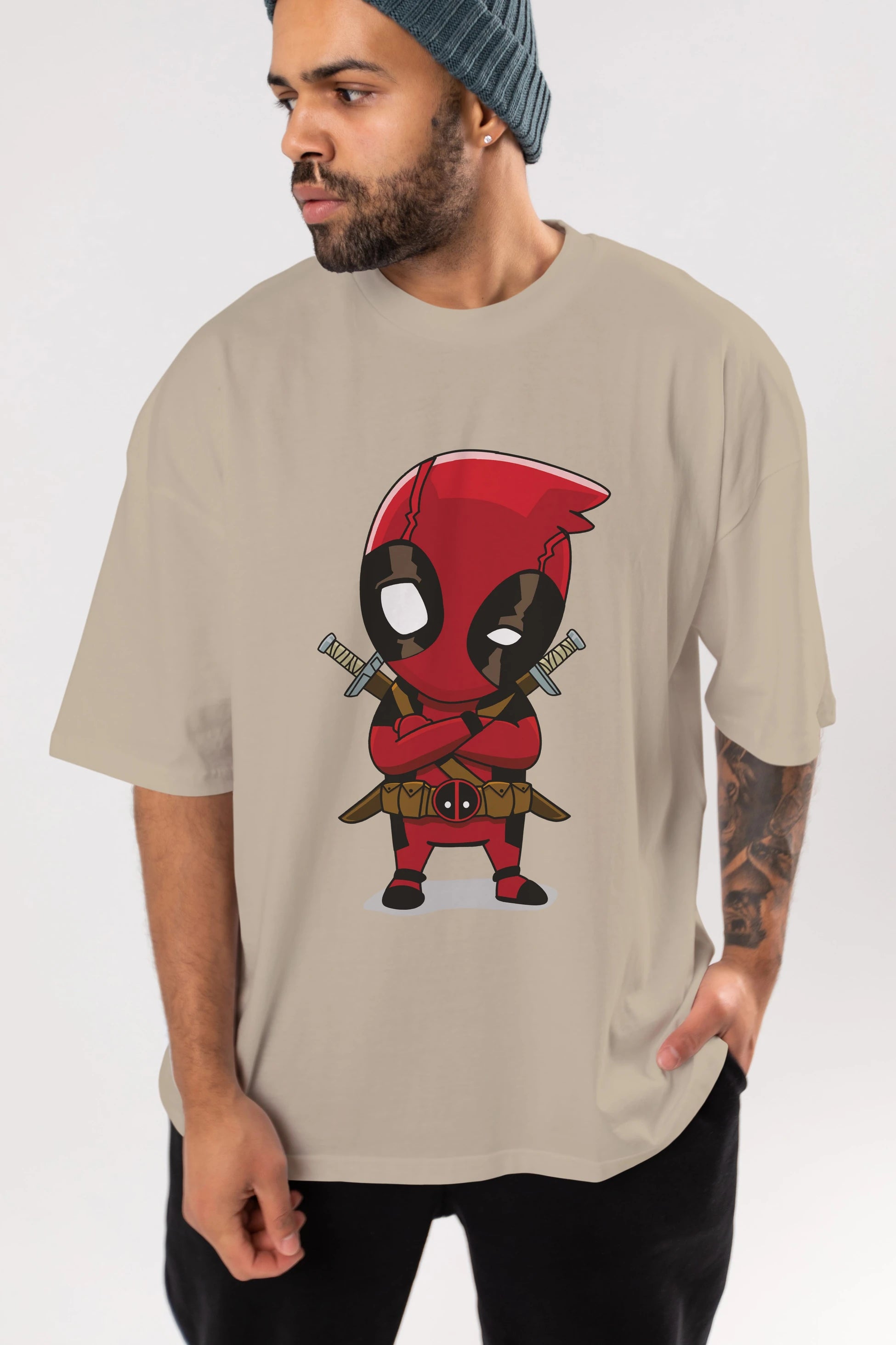 Deadpool (19) Ön Baskılı Oversize t-shirt Erkek Kadın Unisex %100 Pamuk Bisiklet Yaka tişort