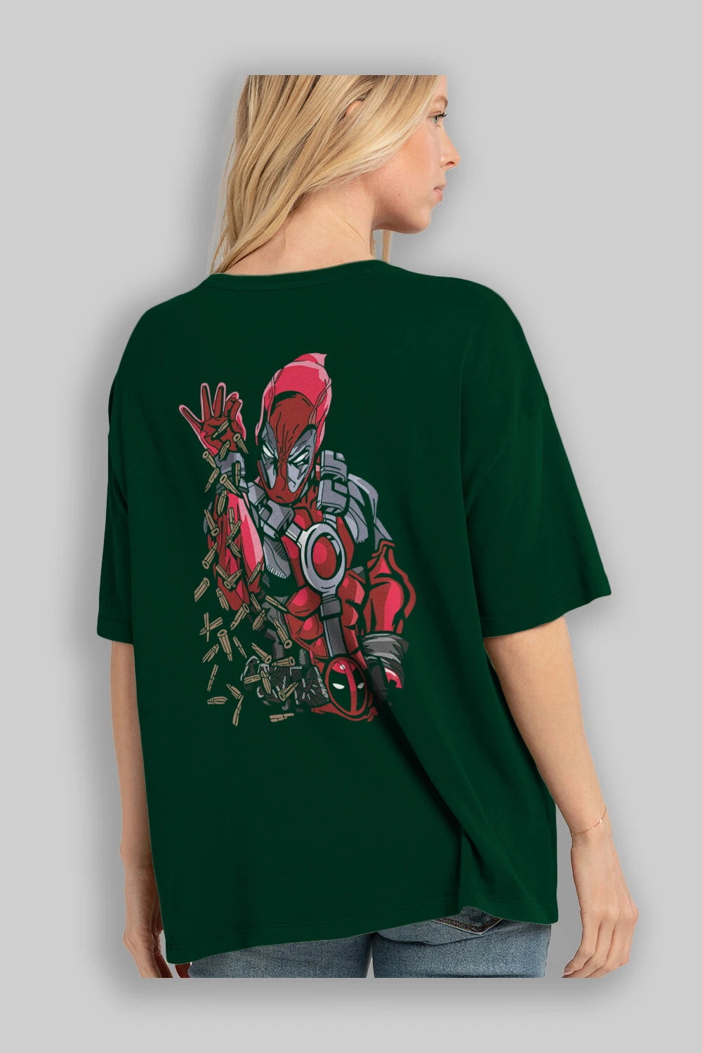 Deadpool (2) Arka Baskılı Oversize t-shirt Erkek Kadın Unisex %100 Pamuk Bisiklet Yaka tişort