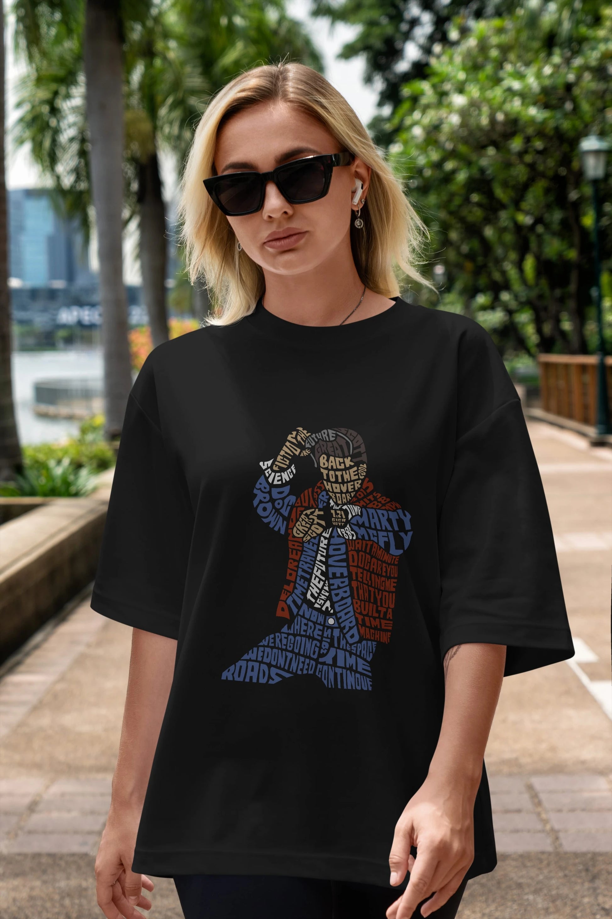 Back To The Hoverboard Ön Baskılı Oversize t-shirt %100 pamuk Erkek Kadın Unisex
