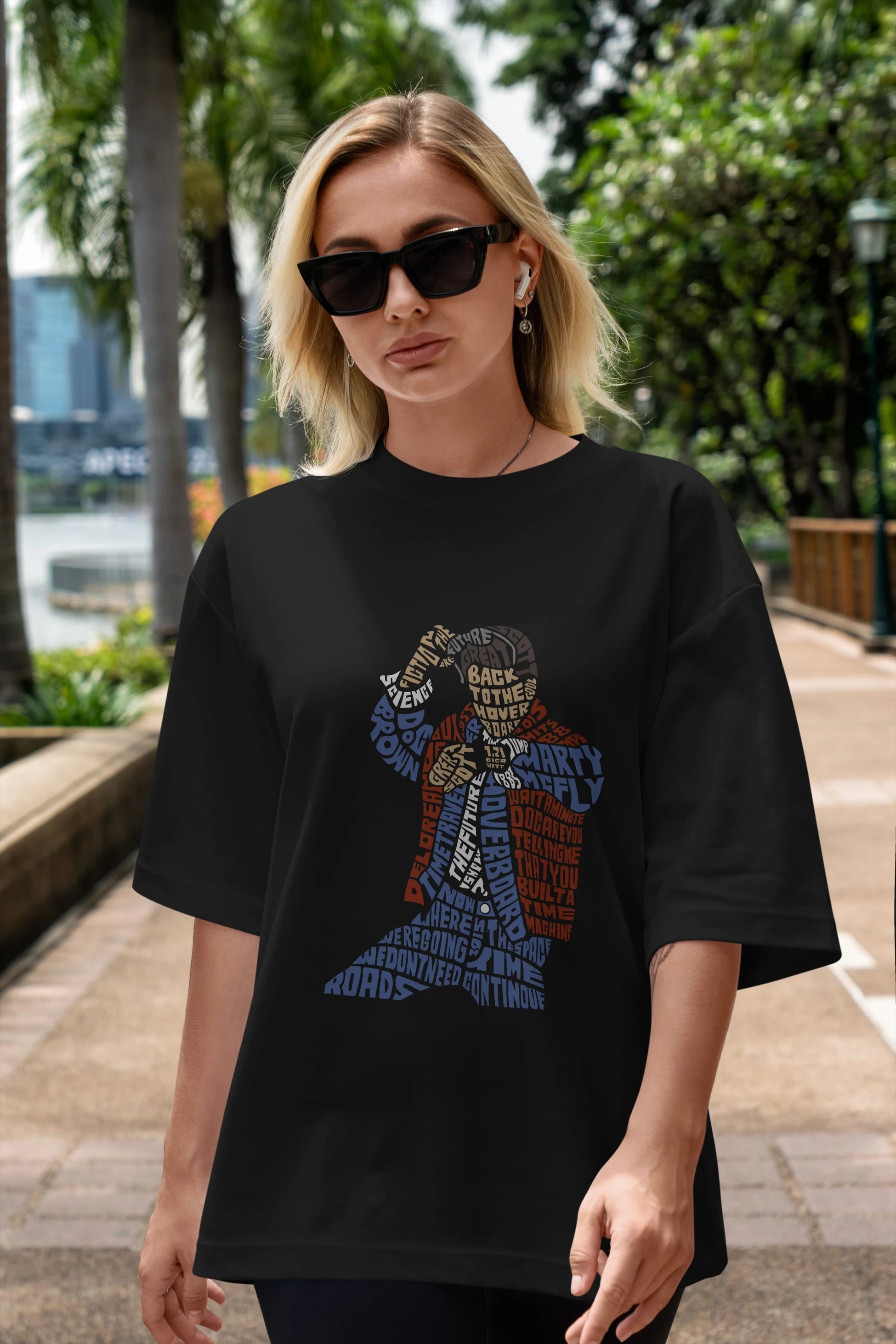 Back To The Hoverboard Ön Baskılı Oversize t-shirt %100 pamuk Erkek Kadın Unisex