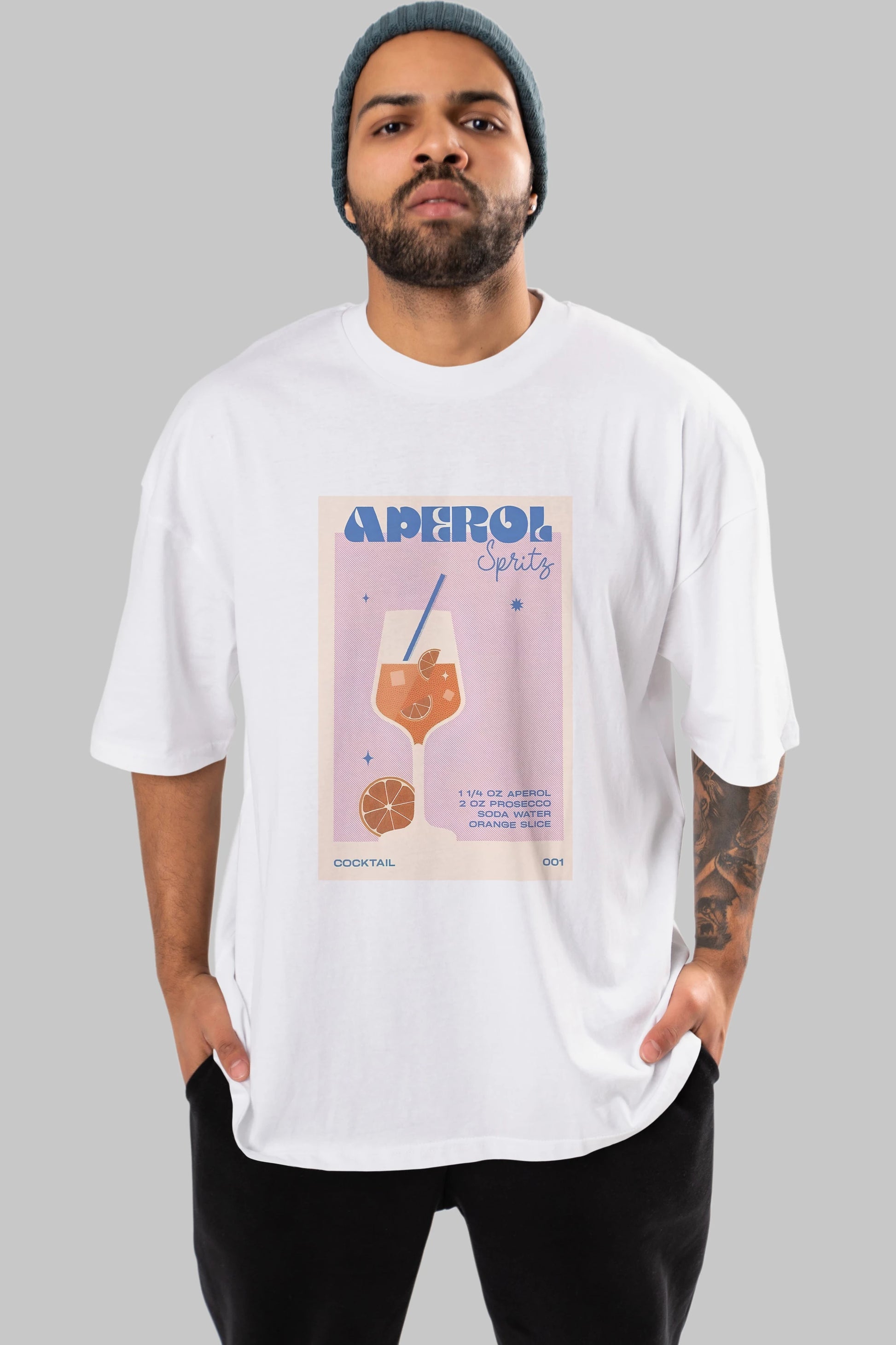 Aperol Spritz Ön Baskılı Oversize t-shirt Erkek Kadın Unisex %100 Pamuk Bisiklet Yaka tişort