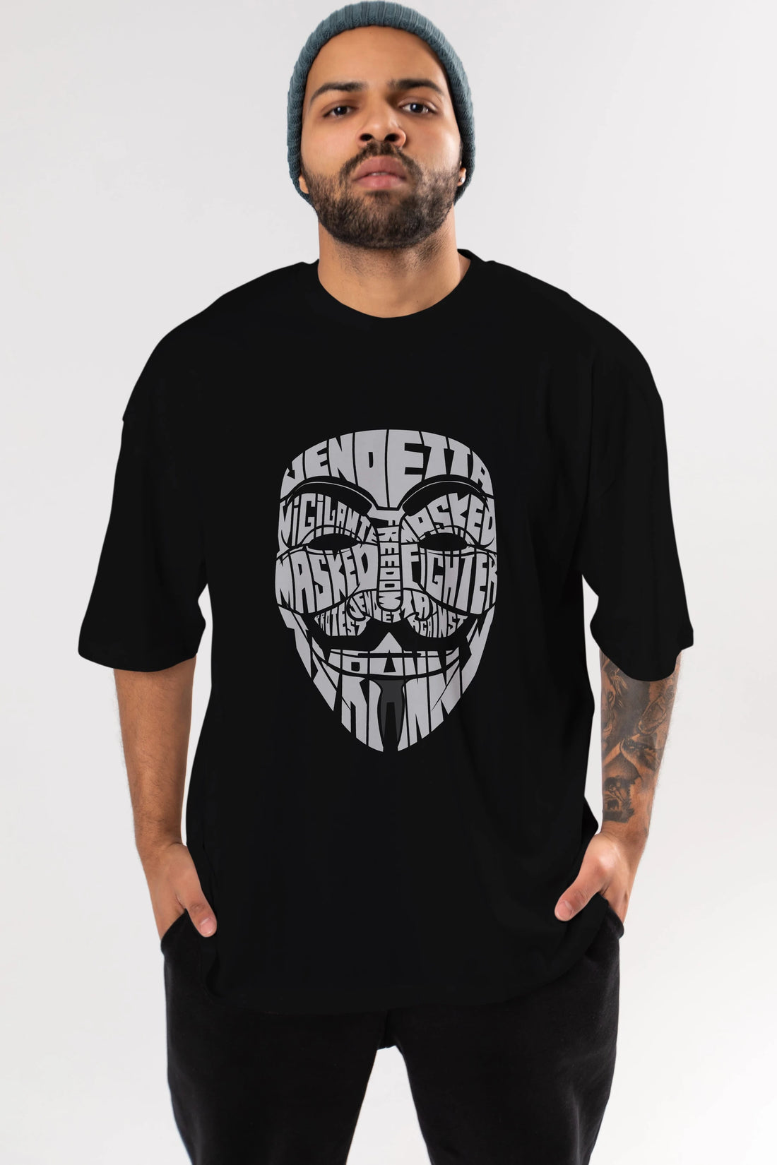 Vendetta Ön Baskılı Oversize t-shirt %100 pamuk Erkek Kadın Unisex