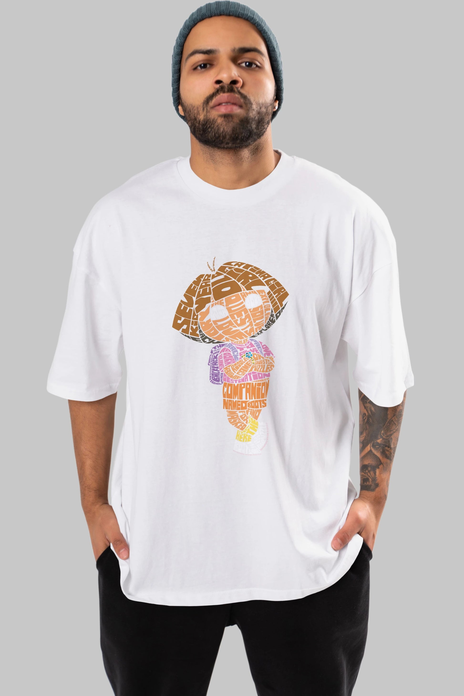 Dora Ön Baskılı Oversize t-shirt %100 pamuk Erkek Kadın Unisex