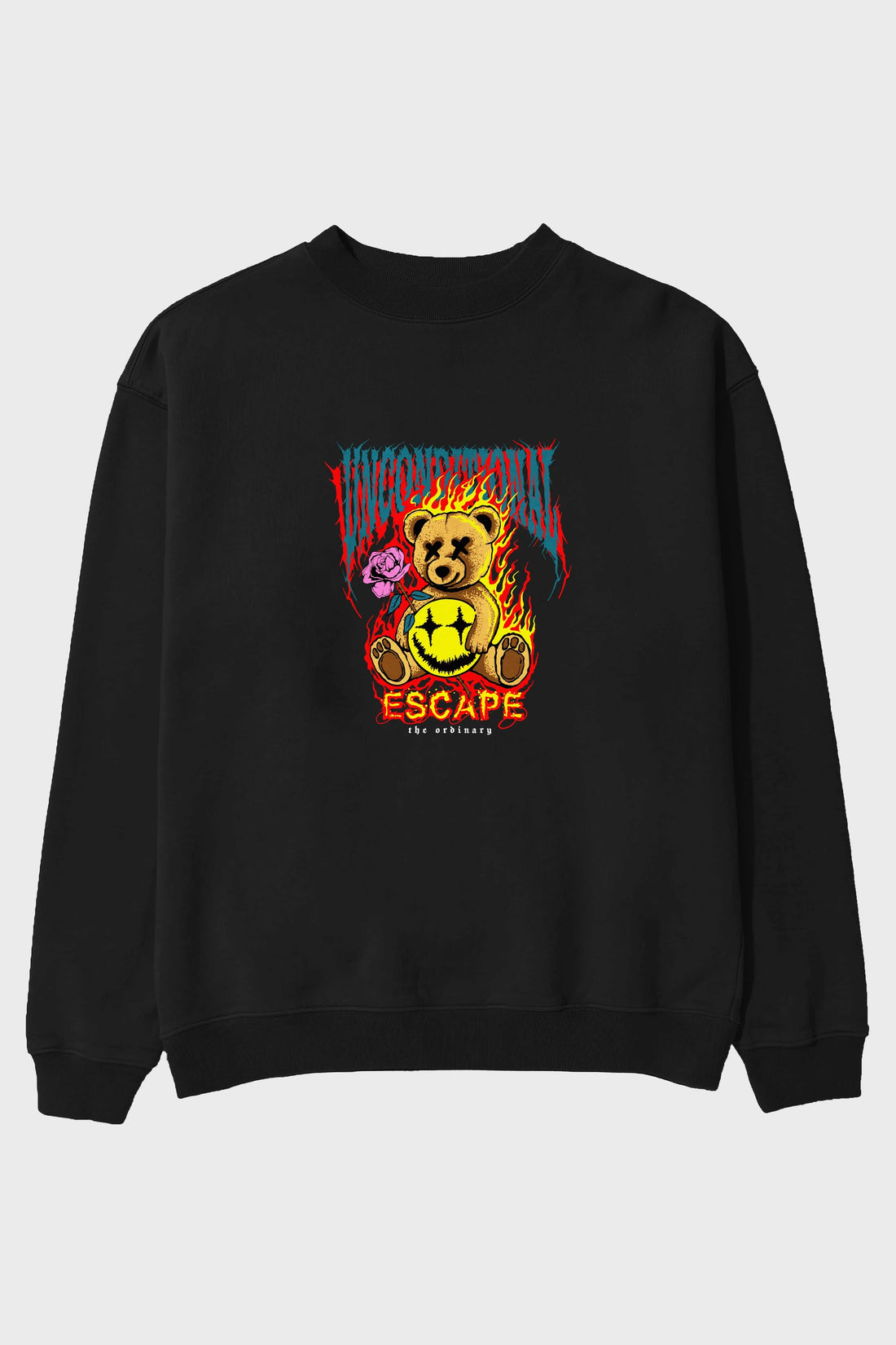 Escape Bear Ön Baskılı Oversize Sweatshirt Erkek Kadın Unisex