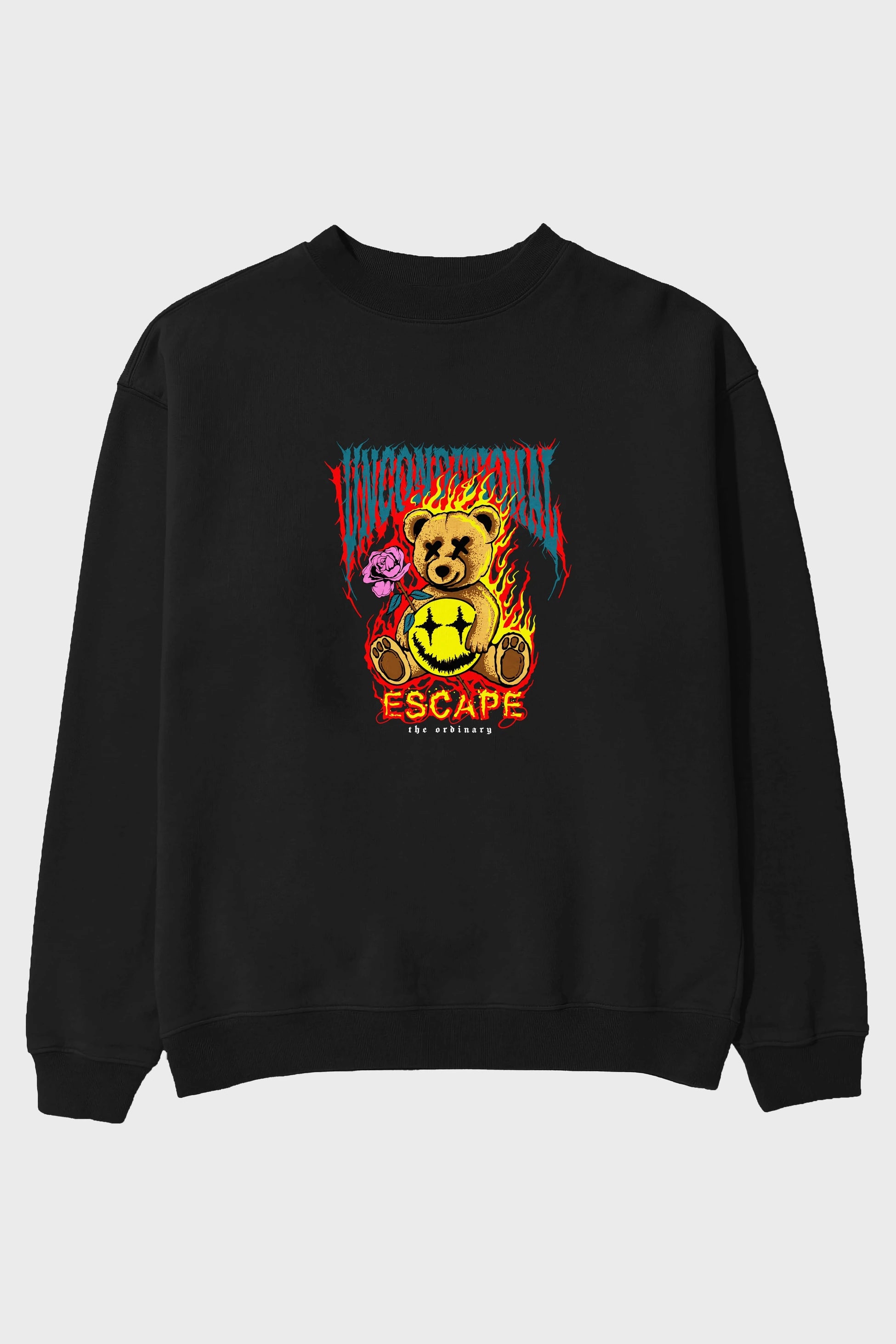 Escape Bear Ön Baskılı Oversize Sweatshirt Erkek Kadın Unisex