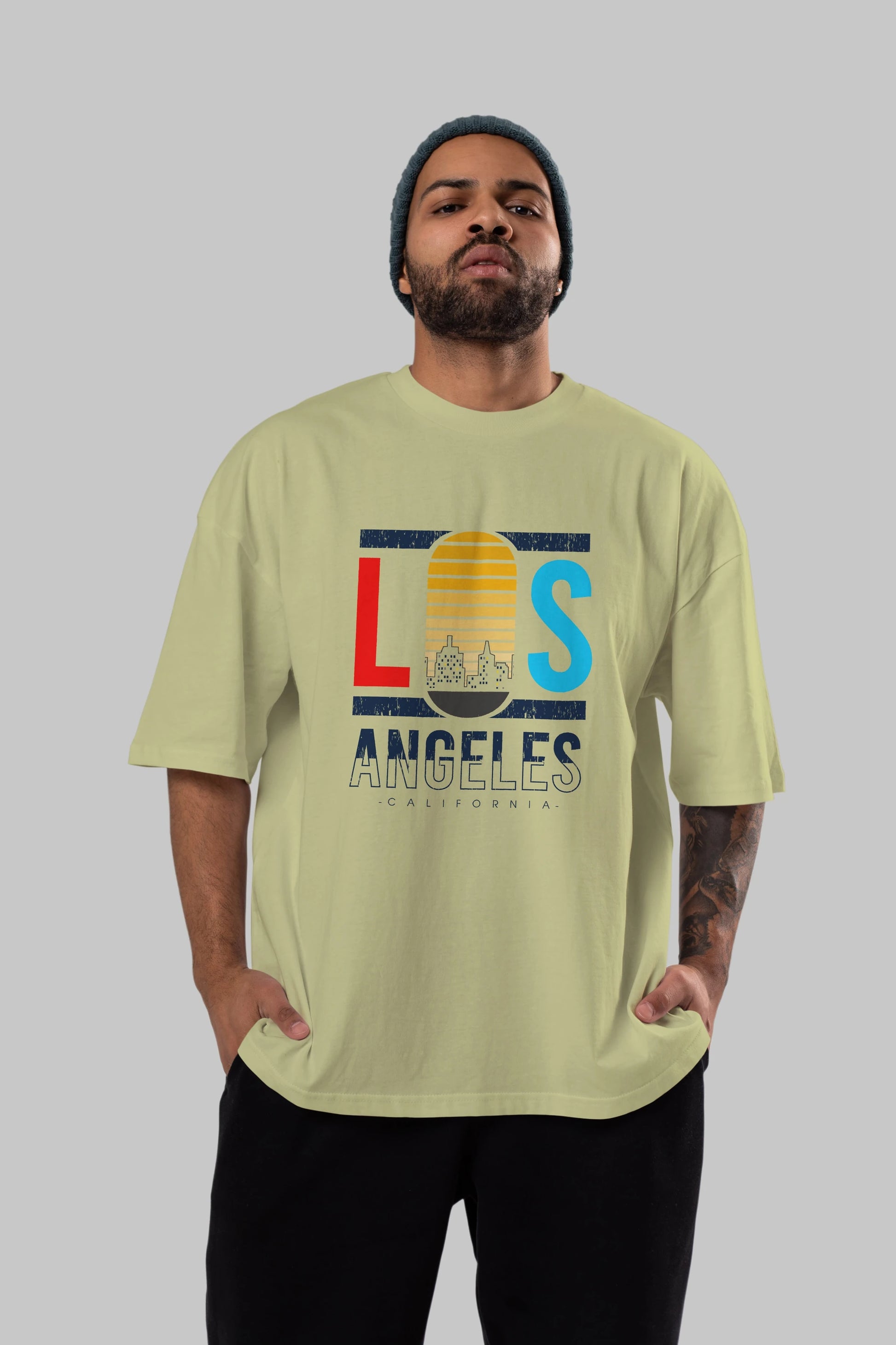 Los Angeles Ön Baskılı Oversize t-shirt Erkek Kadın Unisex