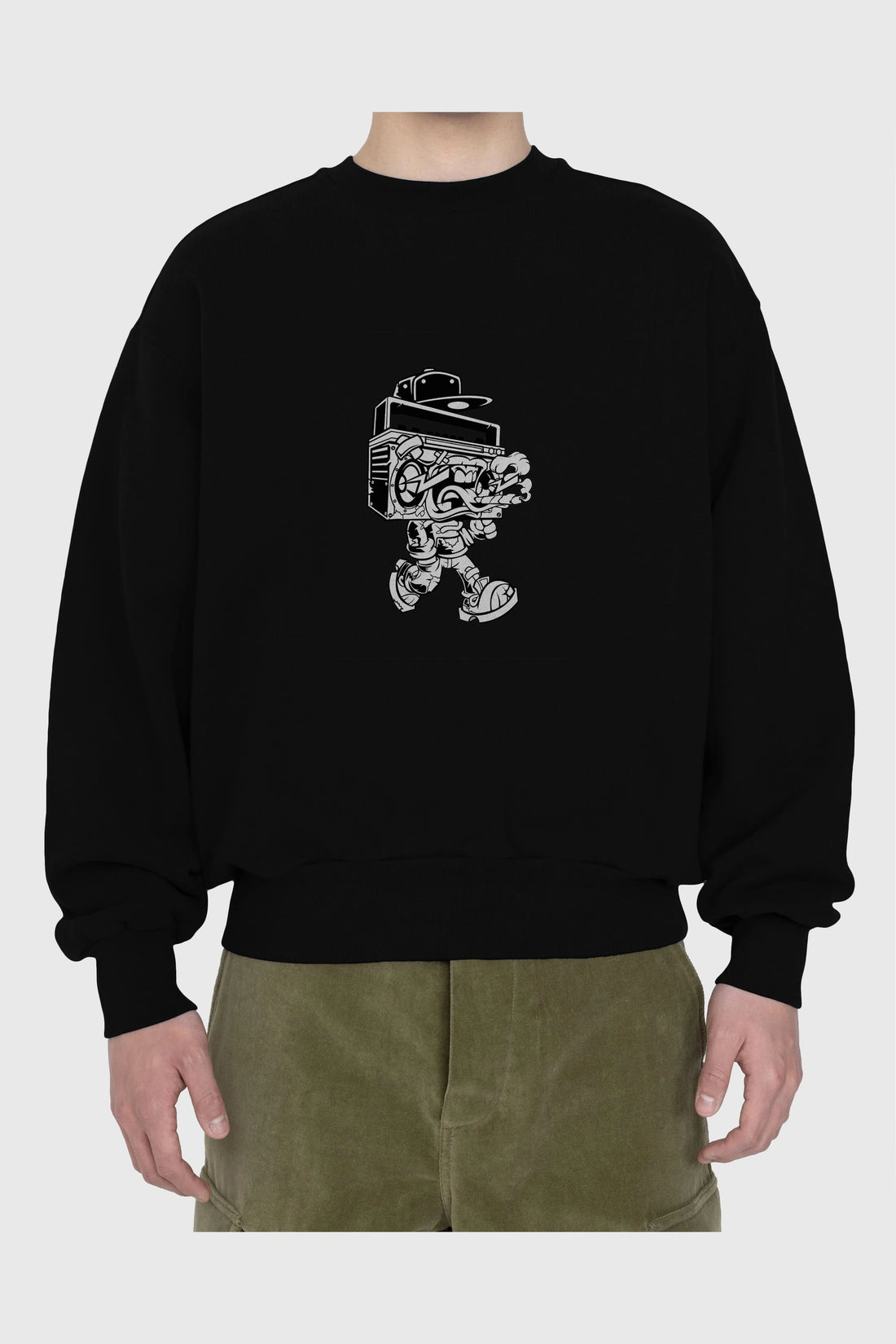 Boombox Ön Baskılı Oversize Sweatshirt Erkek Kadın Unisex