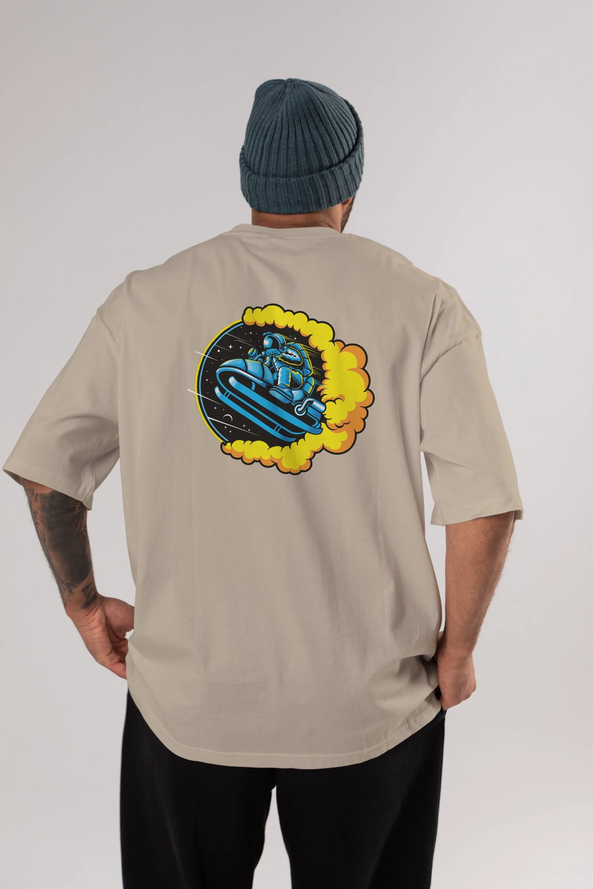 Astrojump with Snowmobile Arka Baskılı Oversize t-shirt Erkek Kadın Unisex