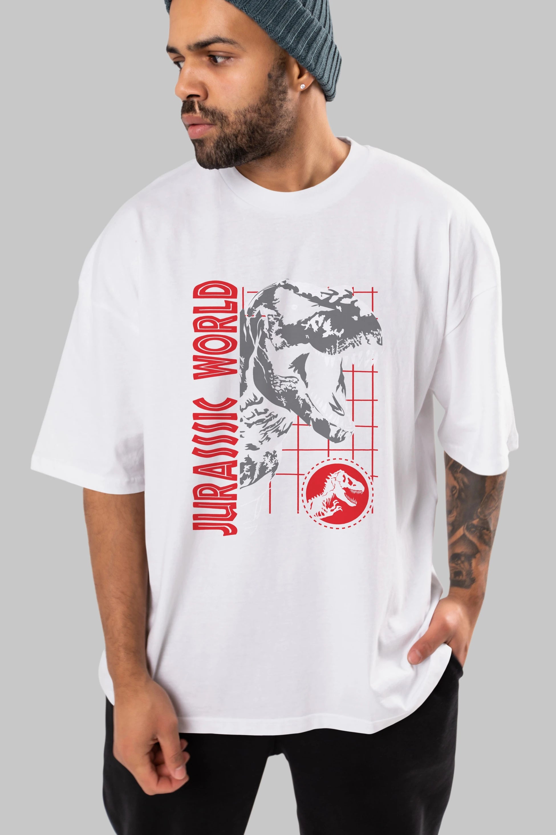 Jurassic Park (2) Ön Baskılı Oversize t-shirt Erkek Kadın Unisex %100 Pamuk Bisiklet Yaka tişort