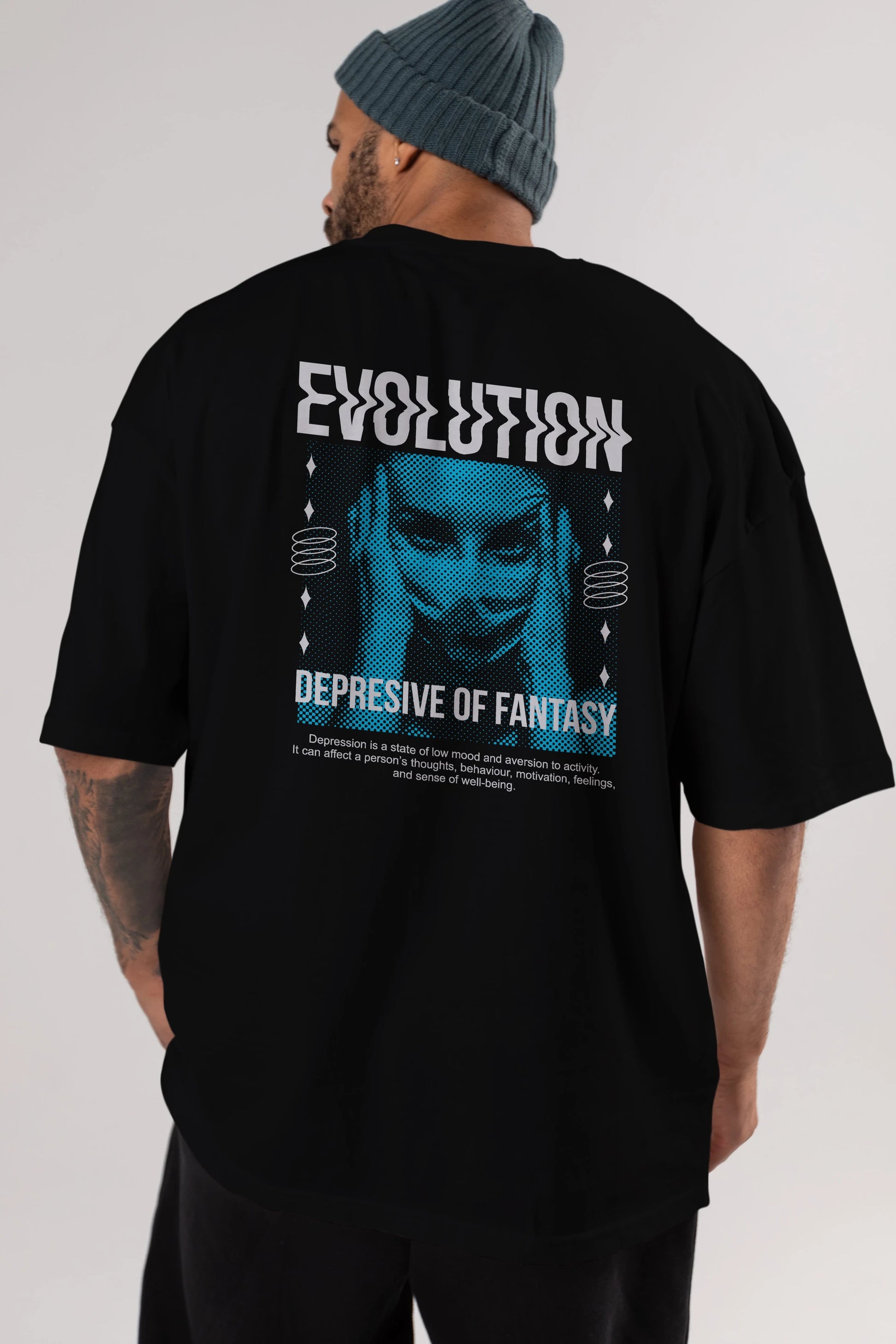 Evolution Arka Baskılı Oversize t-shirt Erkek Kadın Unisex
