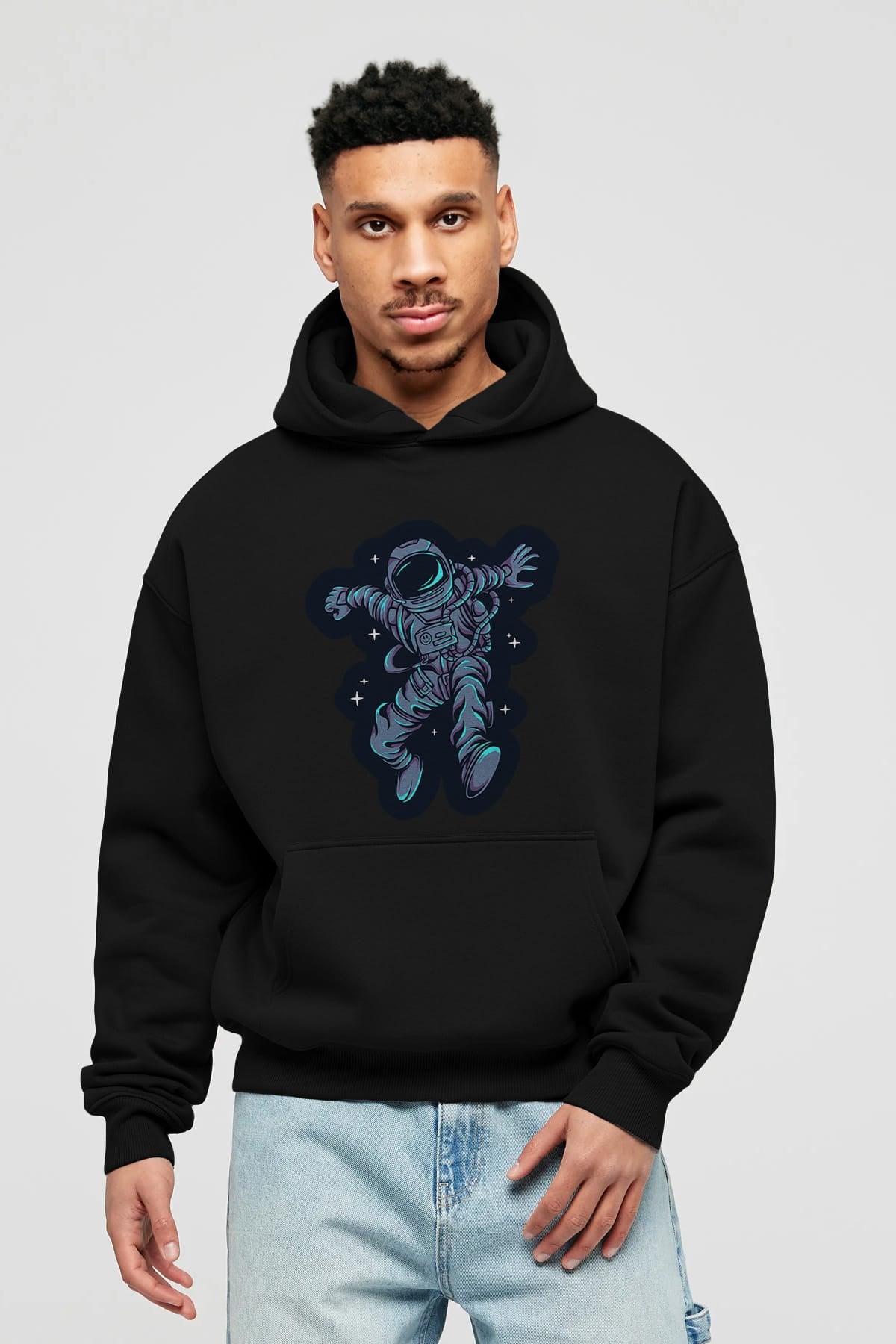 Astrostars sticker Ön Baskılı Hoodie Oversize Kapüşonlu Sweatshirt Erkek Kadın Unisex