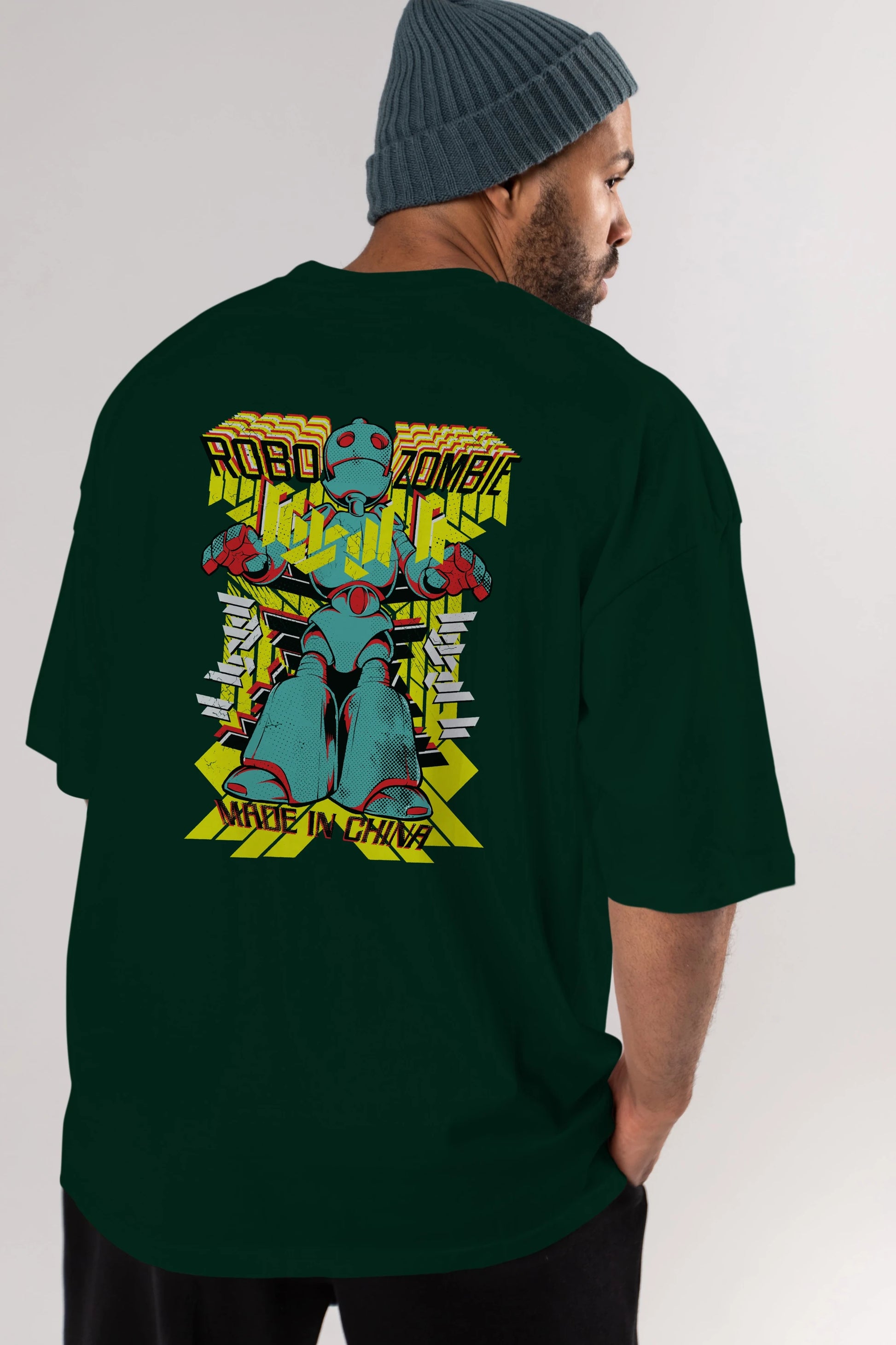 Robo Zombie Arka Baskılı Oversize t-shirt Erkek Kadın Unisex