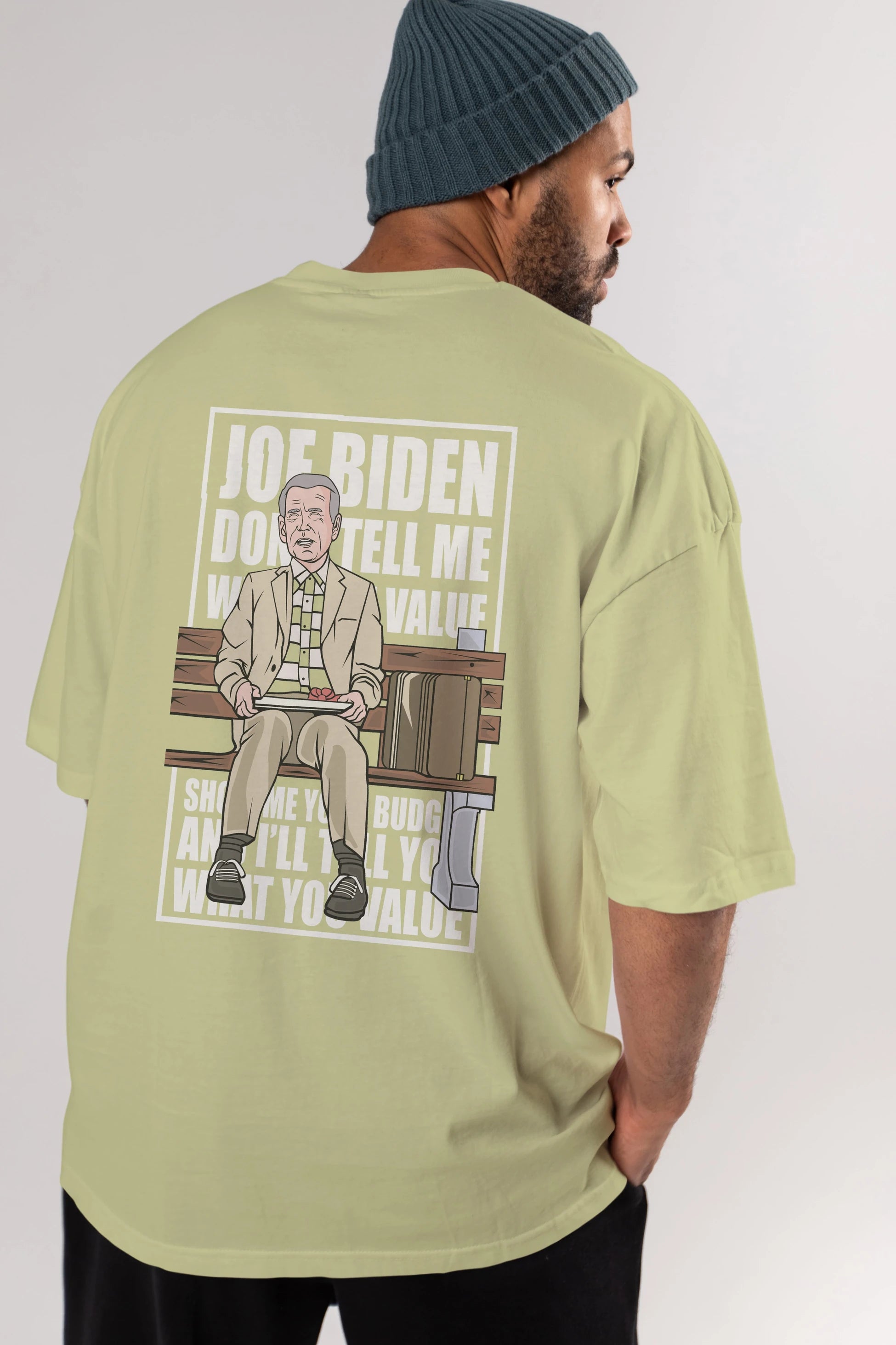 Joe Biden Forest Gump Arka Baskılı Oversize t-shirt Erkek Kadın Unisex %100 Pamuk tişort