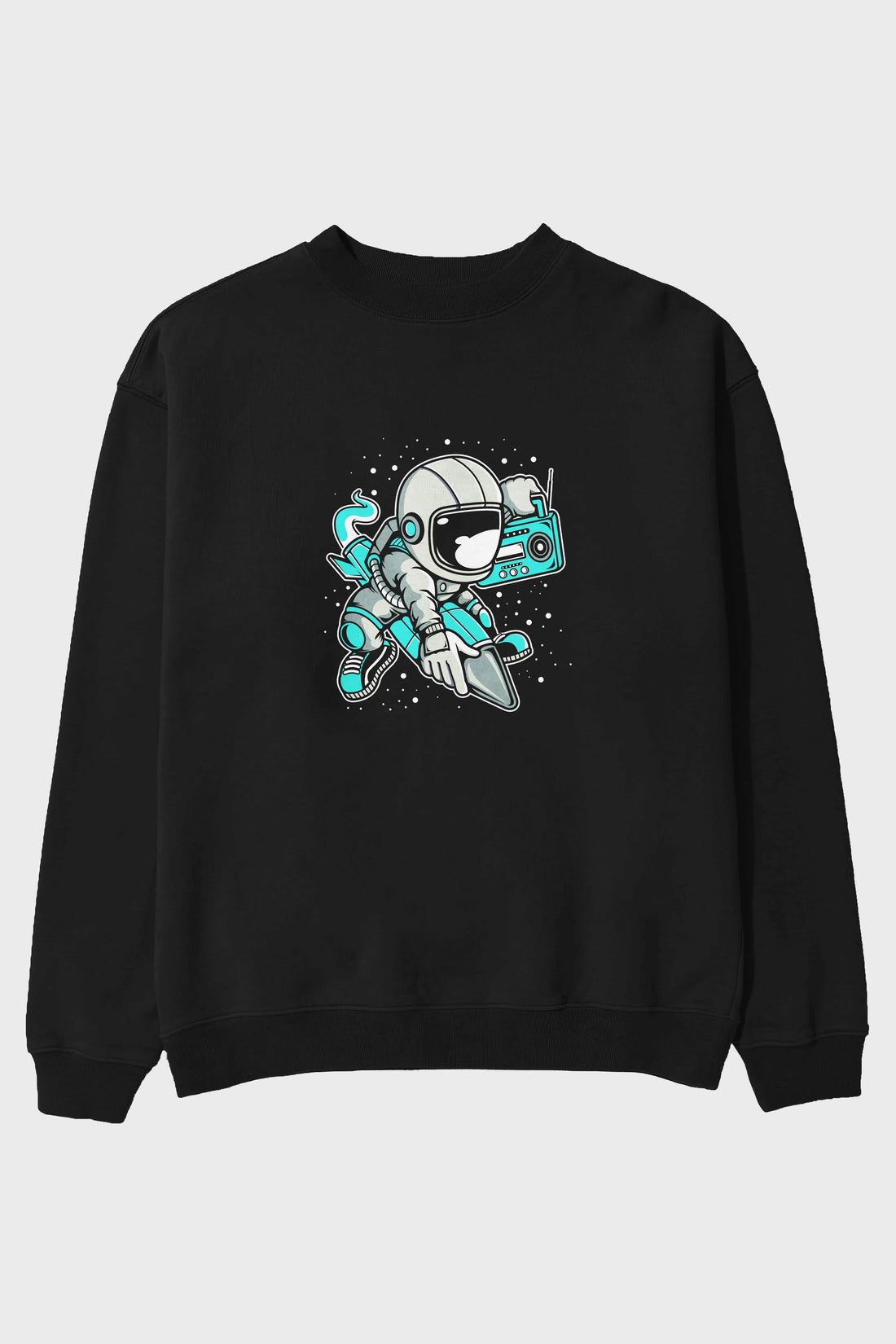 Astronaut Rocket (2) Ön Baskılı Oversize Sweatshirt Erkek Kadın Unisex