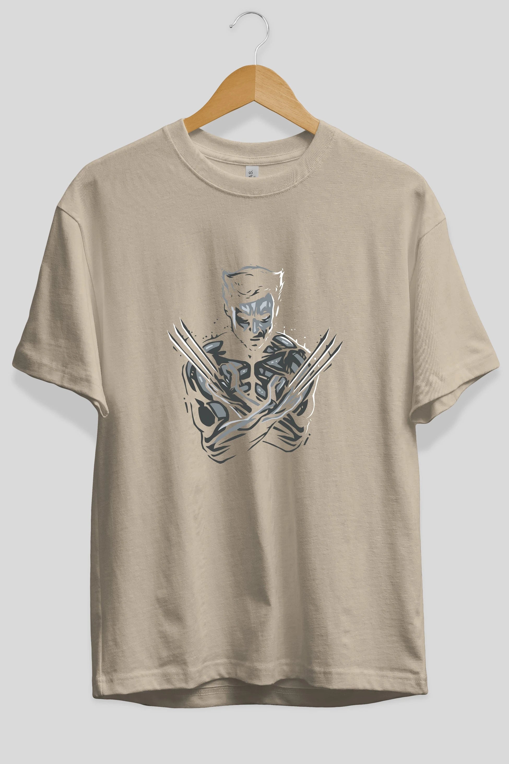 Wolverine Ön Baskılı Oversize t-shirt Erkek Kadın Unisex %100 Pamuk Bisiklet Yaka tişort