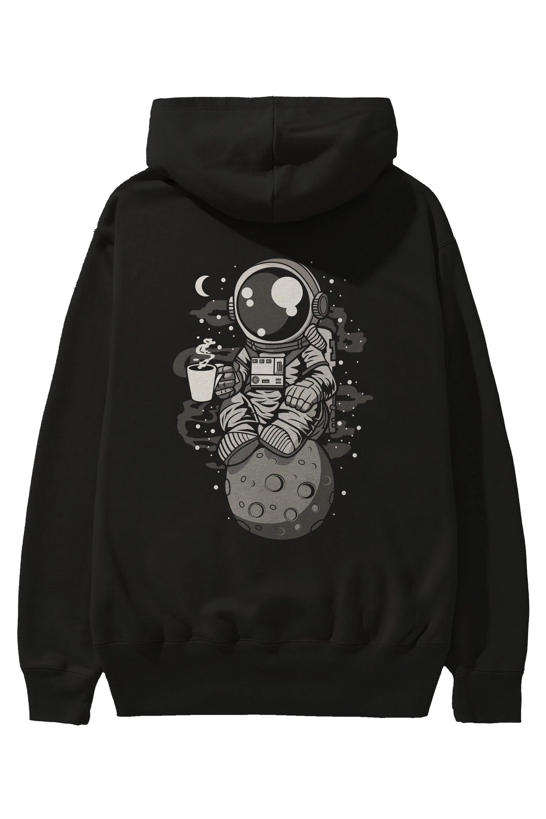 Astronaut Coffee Arka Baskılı Hoodie Oversize Kapüşonlu Sweatshirt Erkek Kadın Unisex