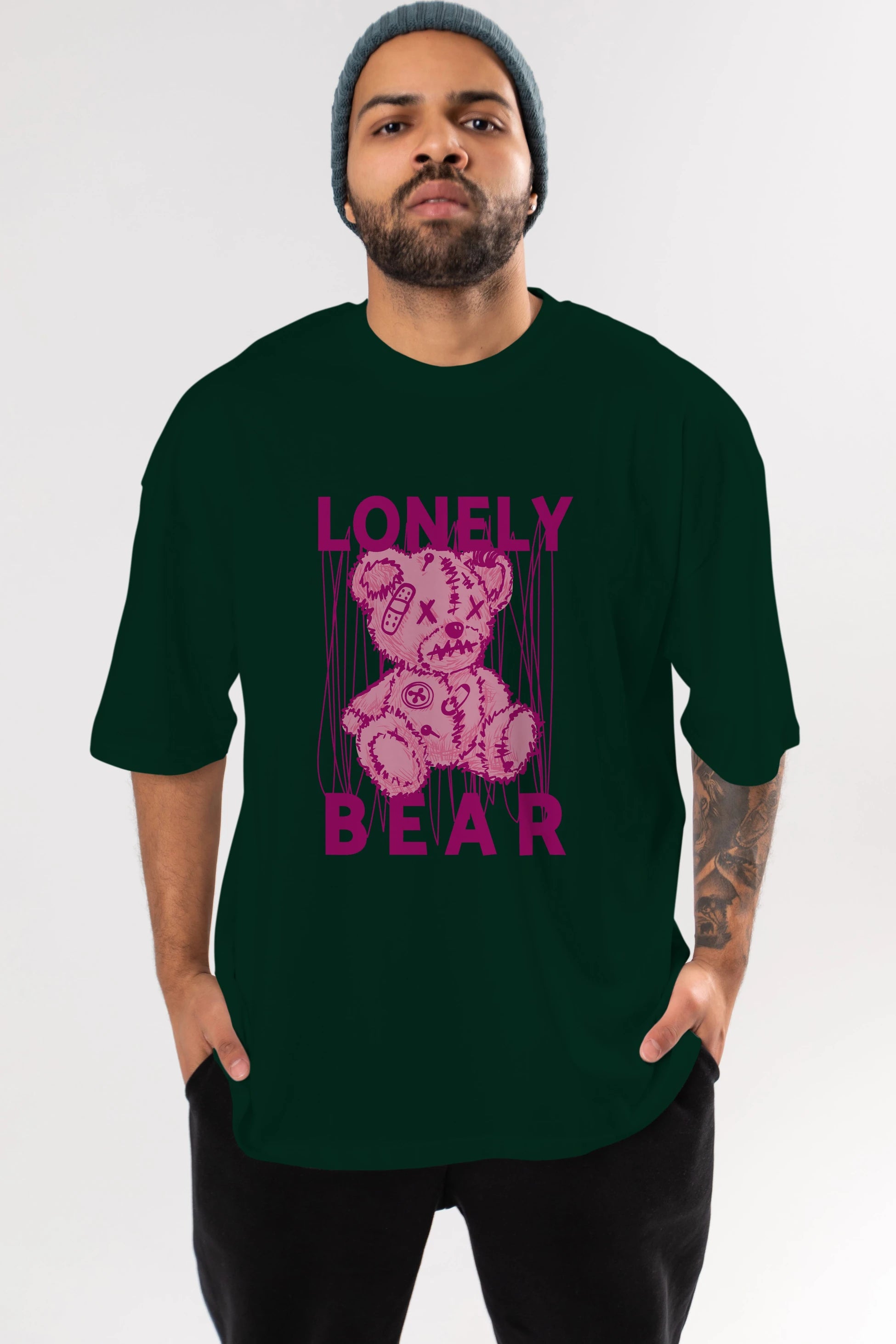 Lonely Bear Ön Baskılı Oversize t-shirt Erkek Kadın Unisex