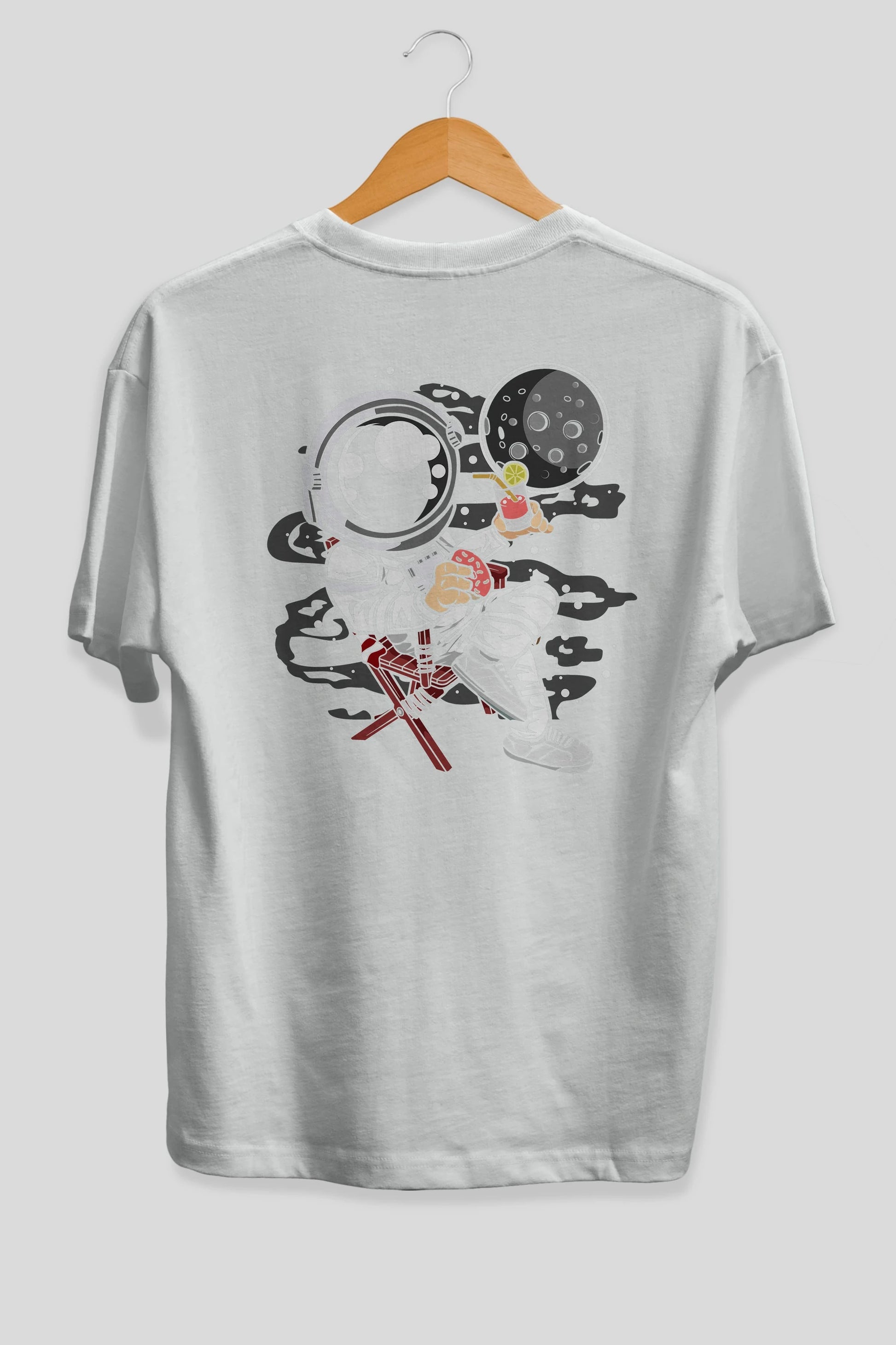 Holiday Astronaut Arka Baskılı Oversize t-shirt Erkek Kadın Unisex