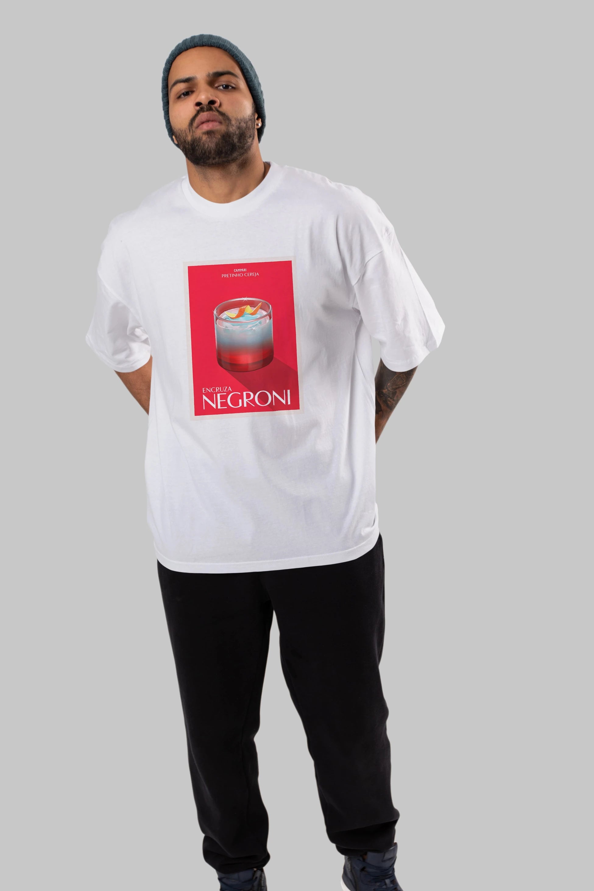 Encruza Negroni Ön Baskılı Oversize t-shirt Erkek Kadın Unisex %100 Pamuk Bisiklet Yaka tişort