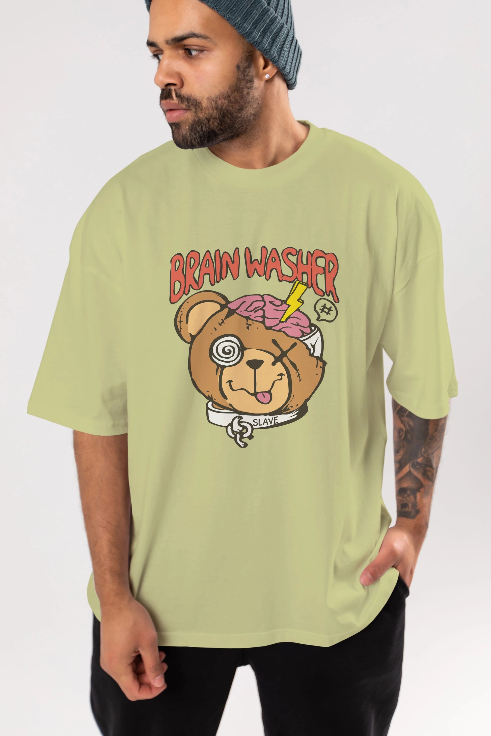 Brain Washer Ön Baskılı Oversize t-shirt Erkek Kadın Unisex