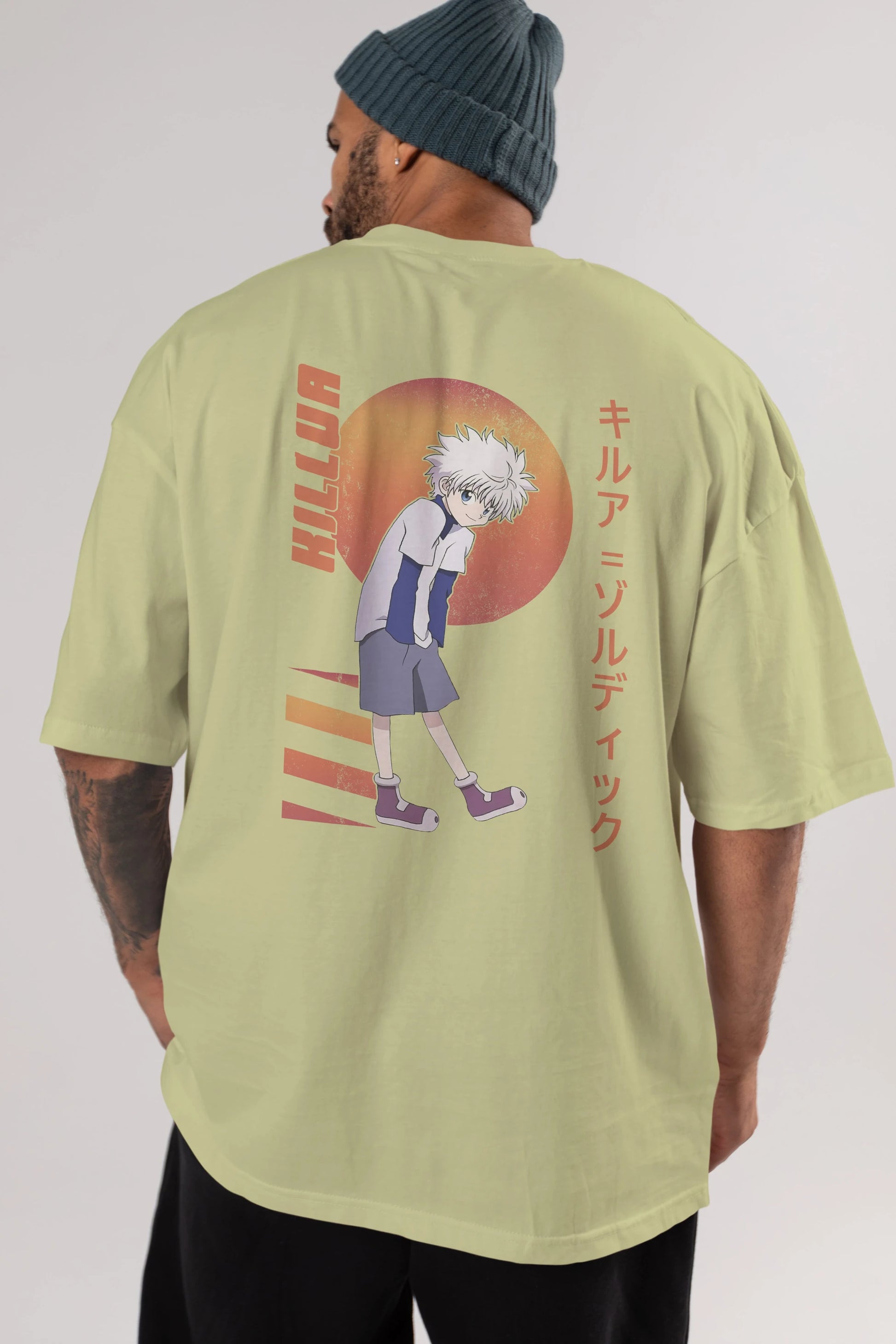 Killua Zoldyck 5 2 Anime Arka Baskılı Oversize t-shirt Erkek Kadın Unisex