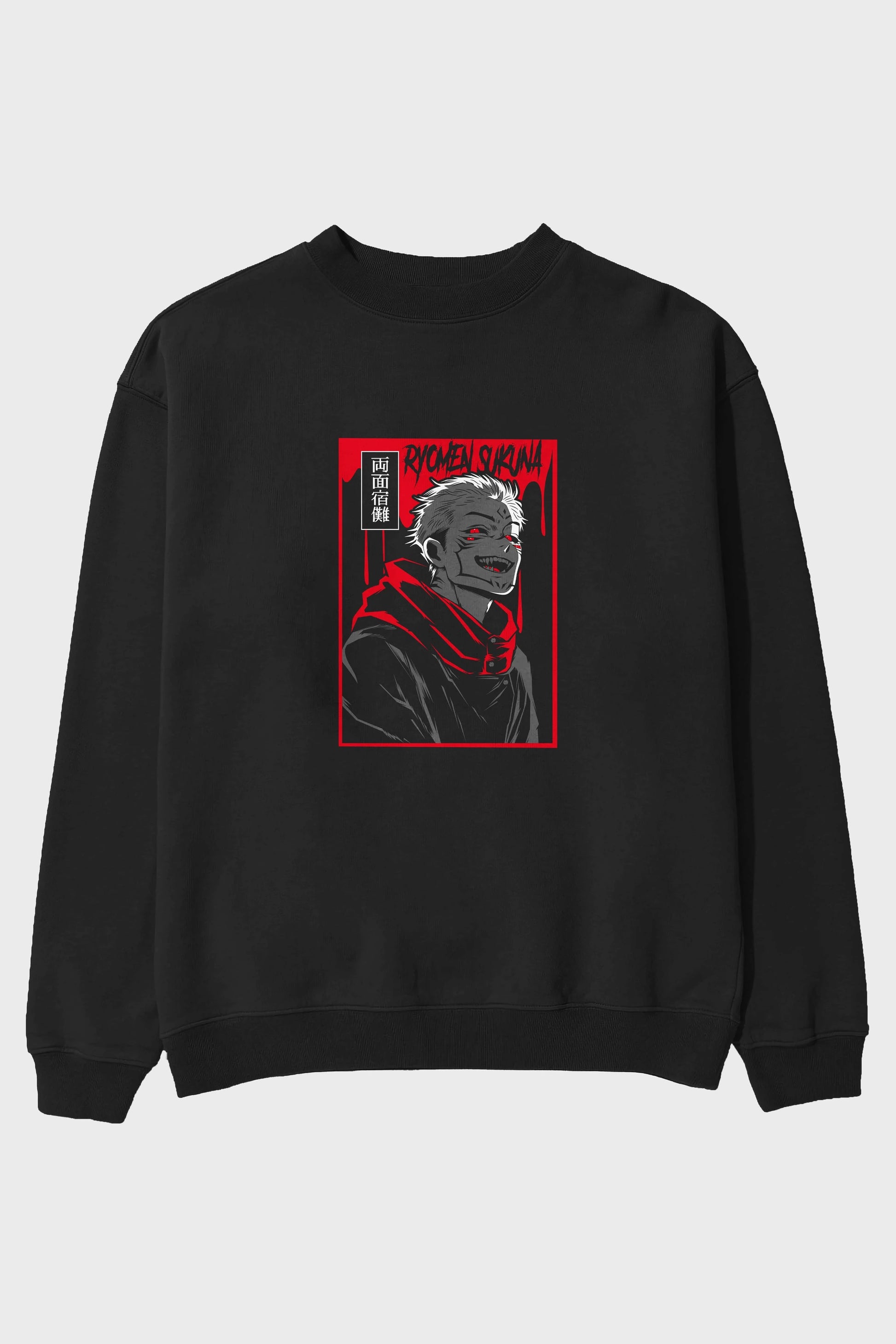 SUKUNA Anime Ön Baskılı Oversize Sweatshirt Erkek Kadın Unisex
