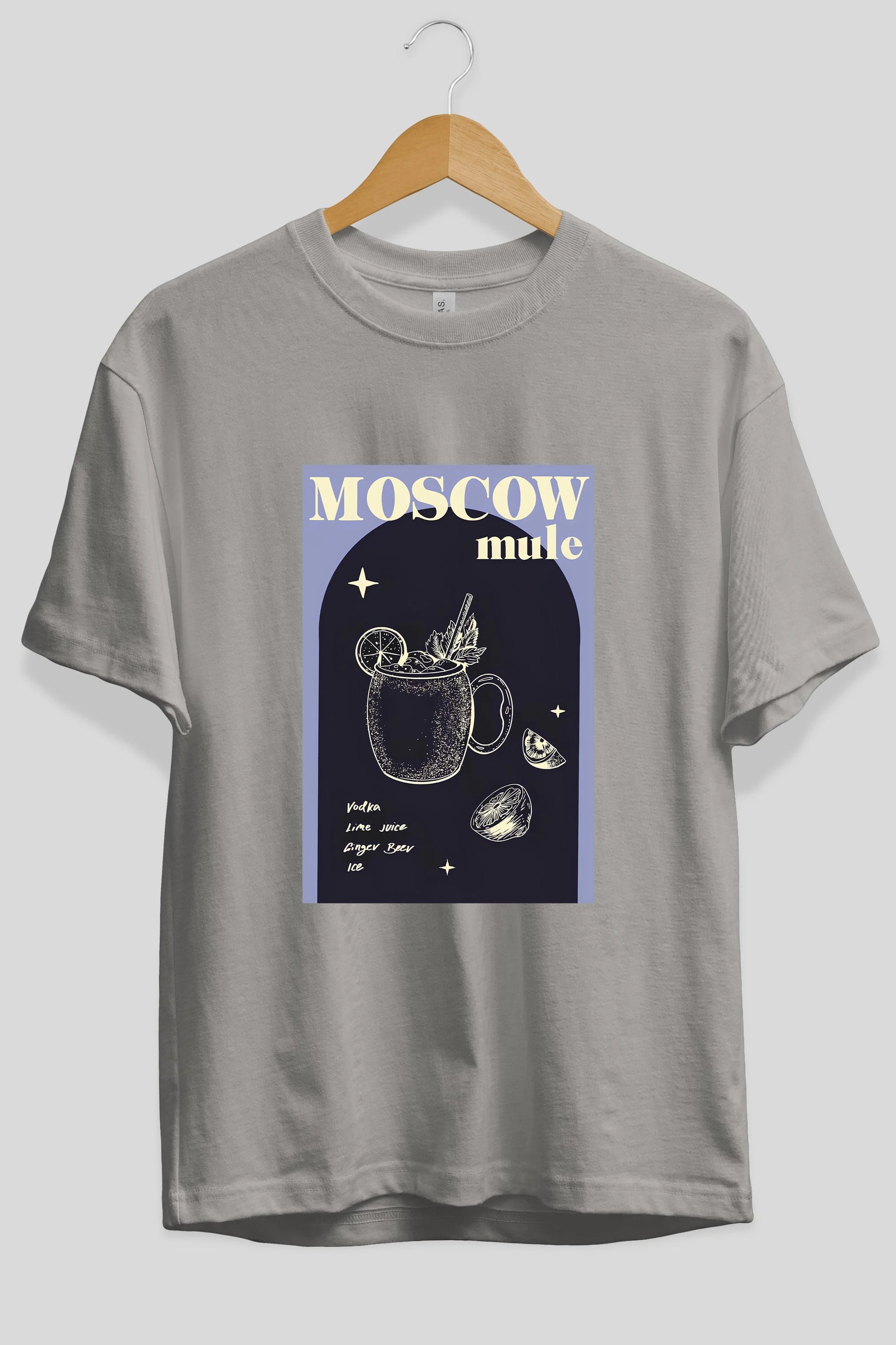 Moscow Mule Ön Baskılı Oversize t-shirt Erkek Kadın Unisex %100 Pamuk Bisiklet Yaka tişort