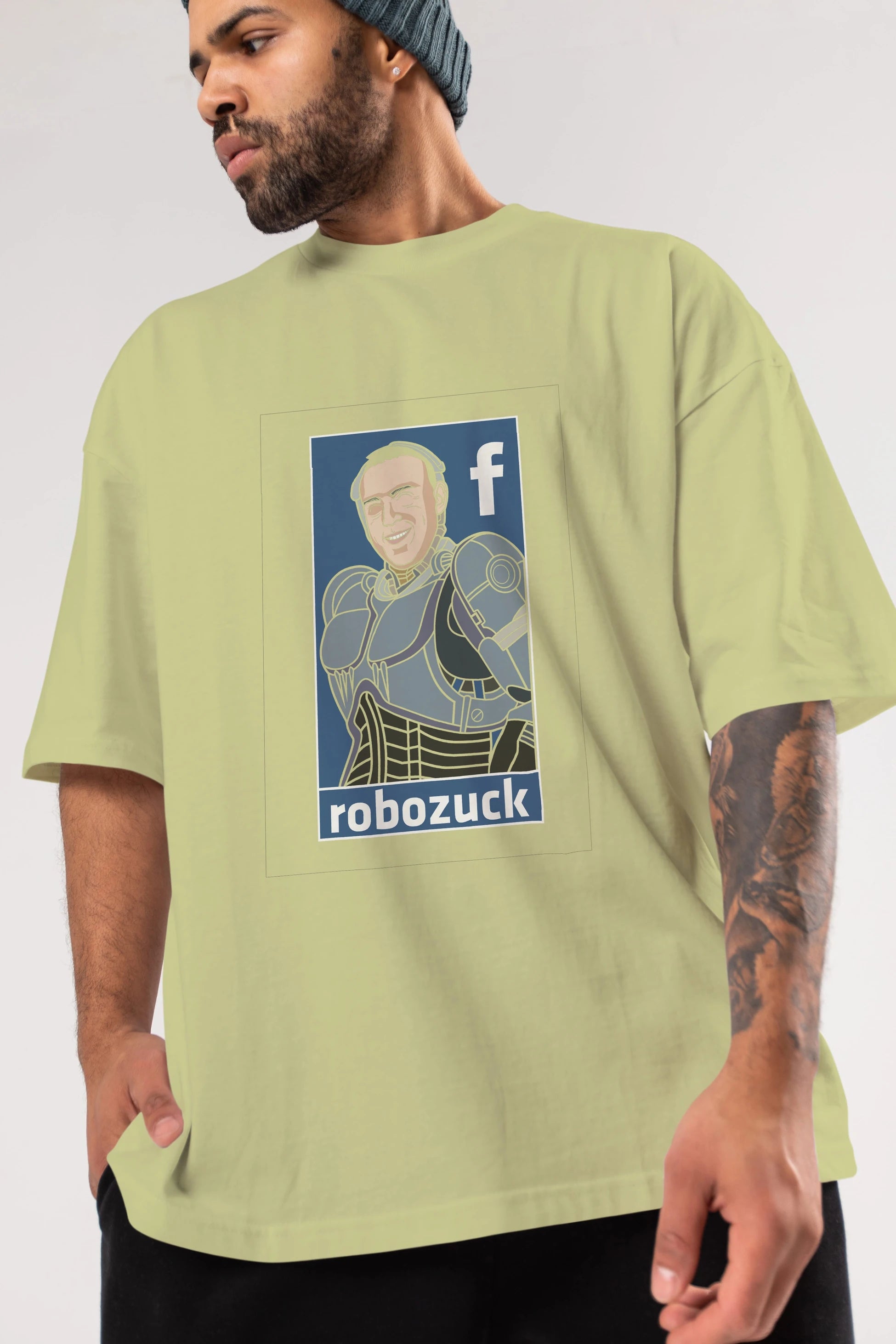 Robozuck Ön Baskılı Oversize t-shirt Erkek Kadın Unisex %100 Pamuk tişort