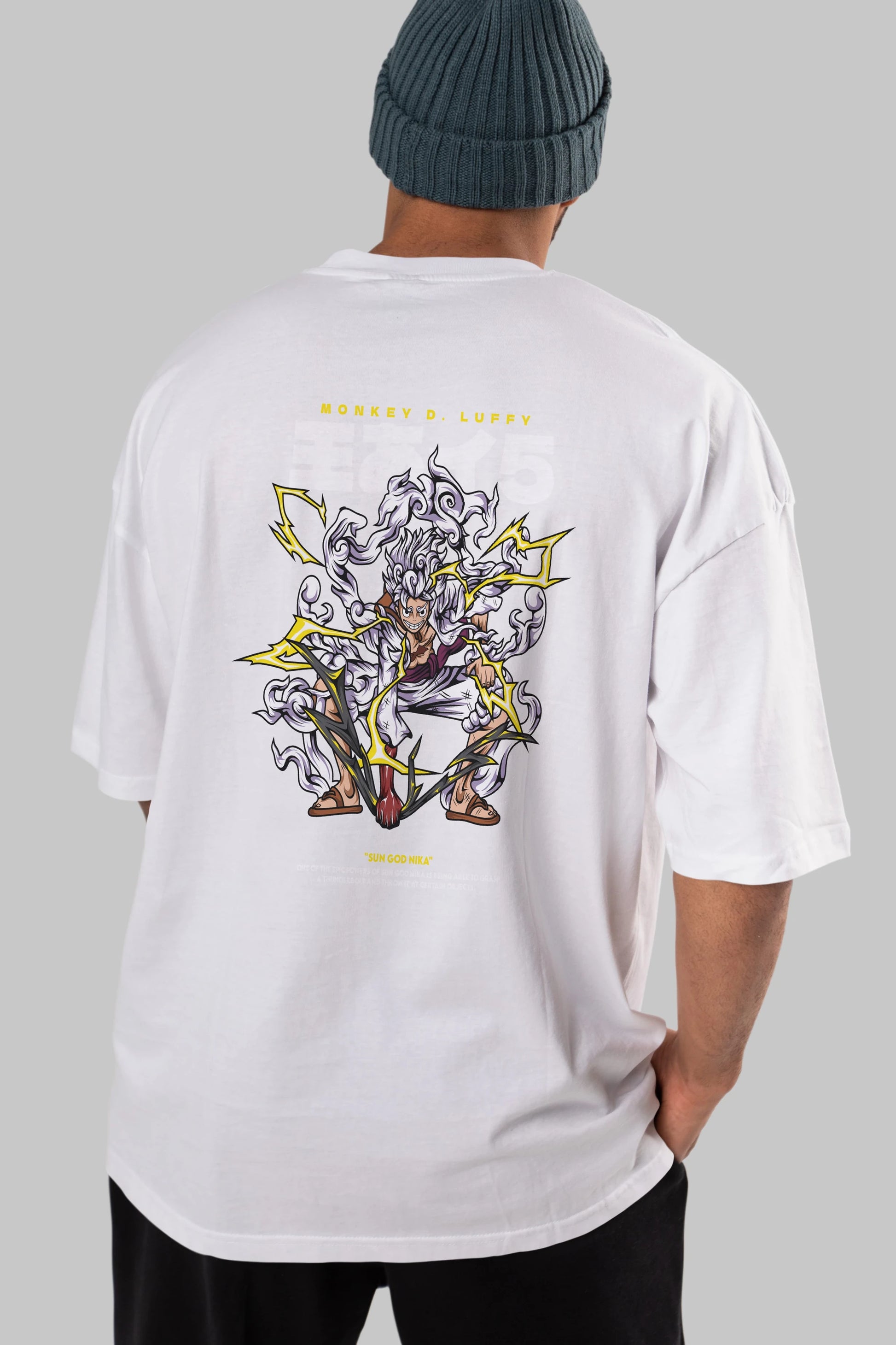 Monkey D. Luffy GEAR5 1 Anime Arka Baskılı Oversize t-shirt Erkek Kadın Unisex
