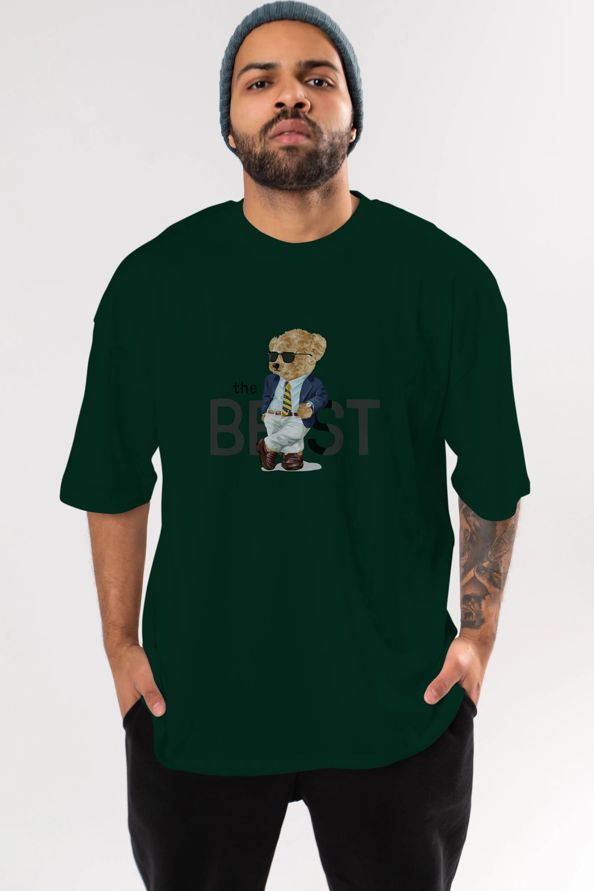 Teddy Bear The Best Ön Baskılı Oversize t-shirt Erkek Kadın Unisex %100 Pamuk