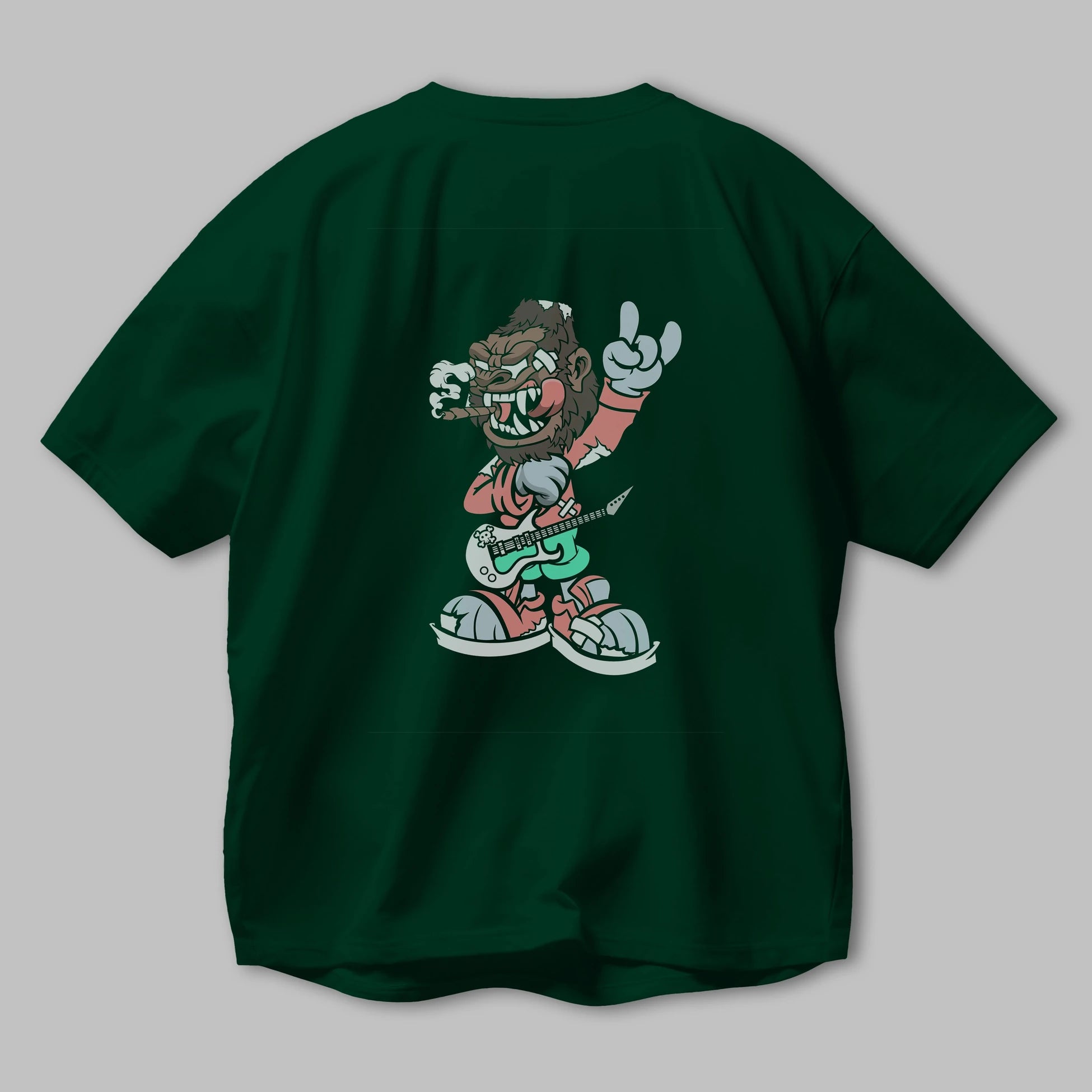 Gorilla Rockstar Arka Baskılı Oversize t-shirt Erkek Kadın Unisex %100 Pamuk tişort