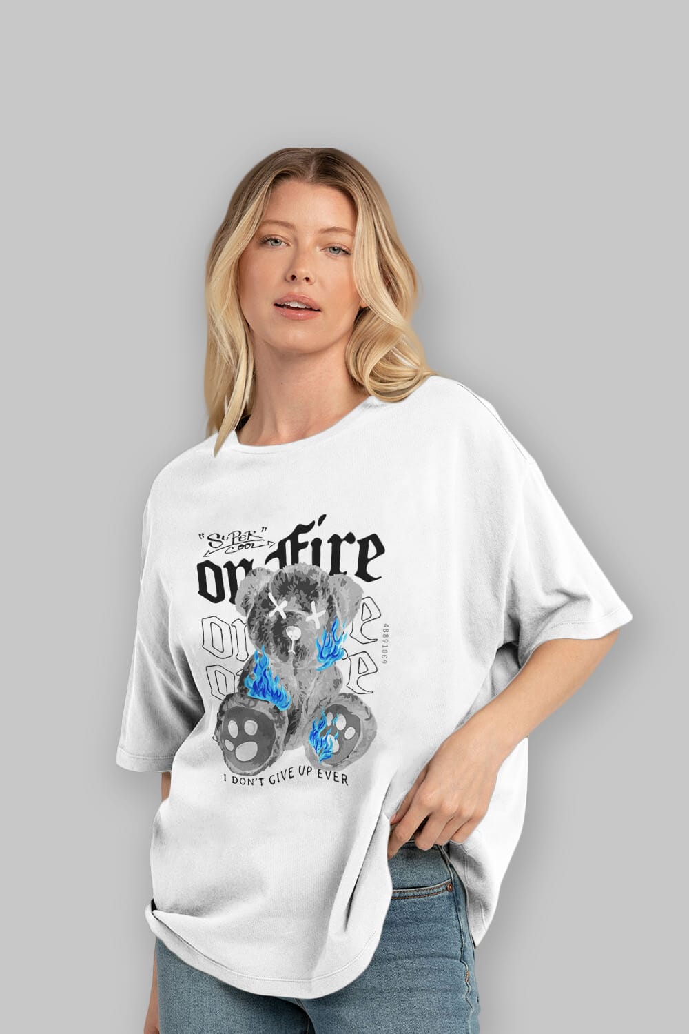 Teddy Bear On Fire Ön Baskılı Oversize t-shirt Erkek Kadın Unisex
