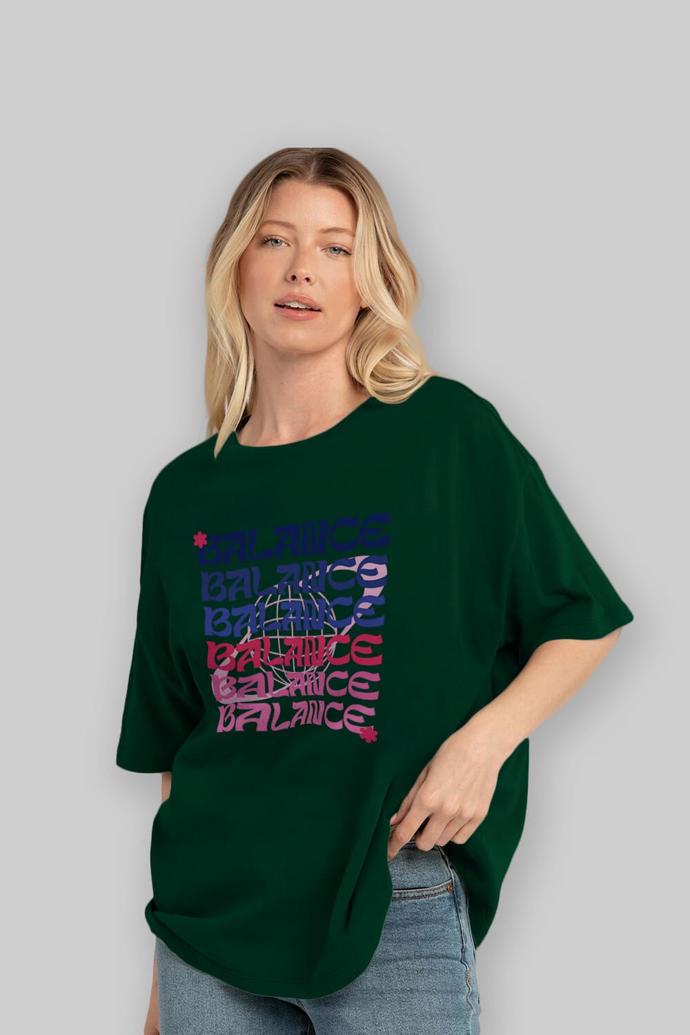 Balance Yazılı Ön Baskılı Oversize t-shirt Erkek Kadın Unisex