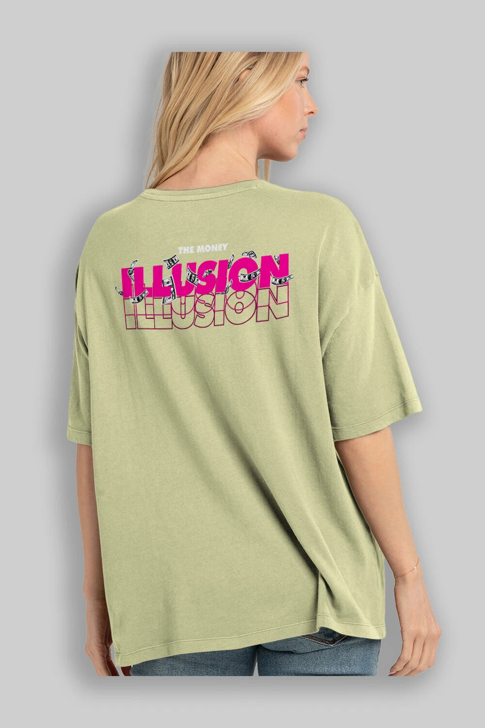 The Money Illusion Arka Baskılı Oversize t-shirt Erkek Kadın Unisex