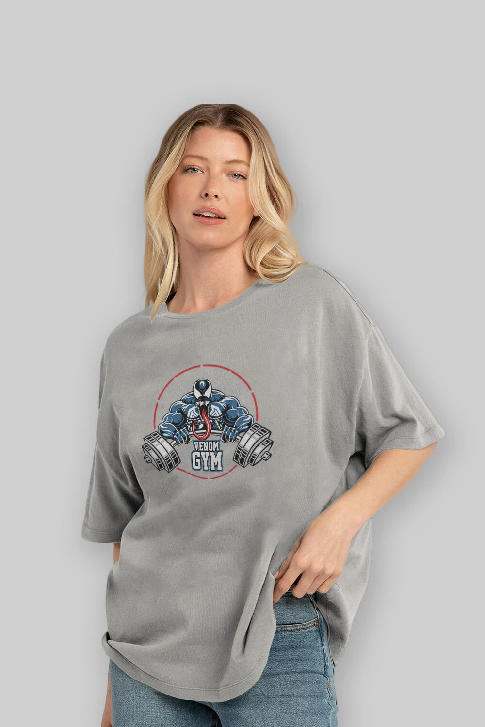 Venom GYM Ön Baskılı Oversize t-shirt Erkek Kadın Unisex %100 Pamuk Bisiklet Yaka tişort