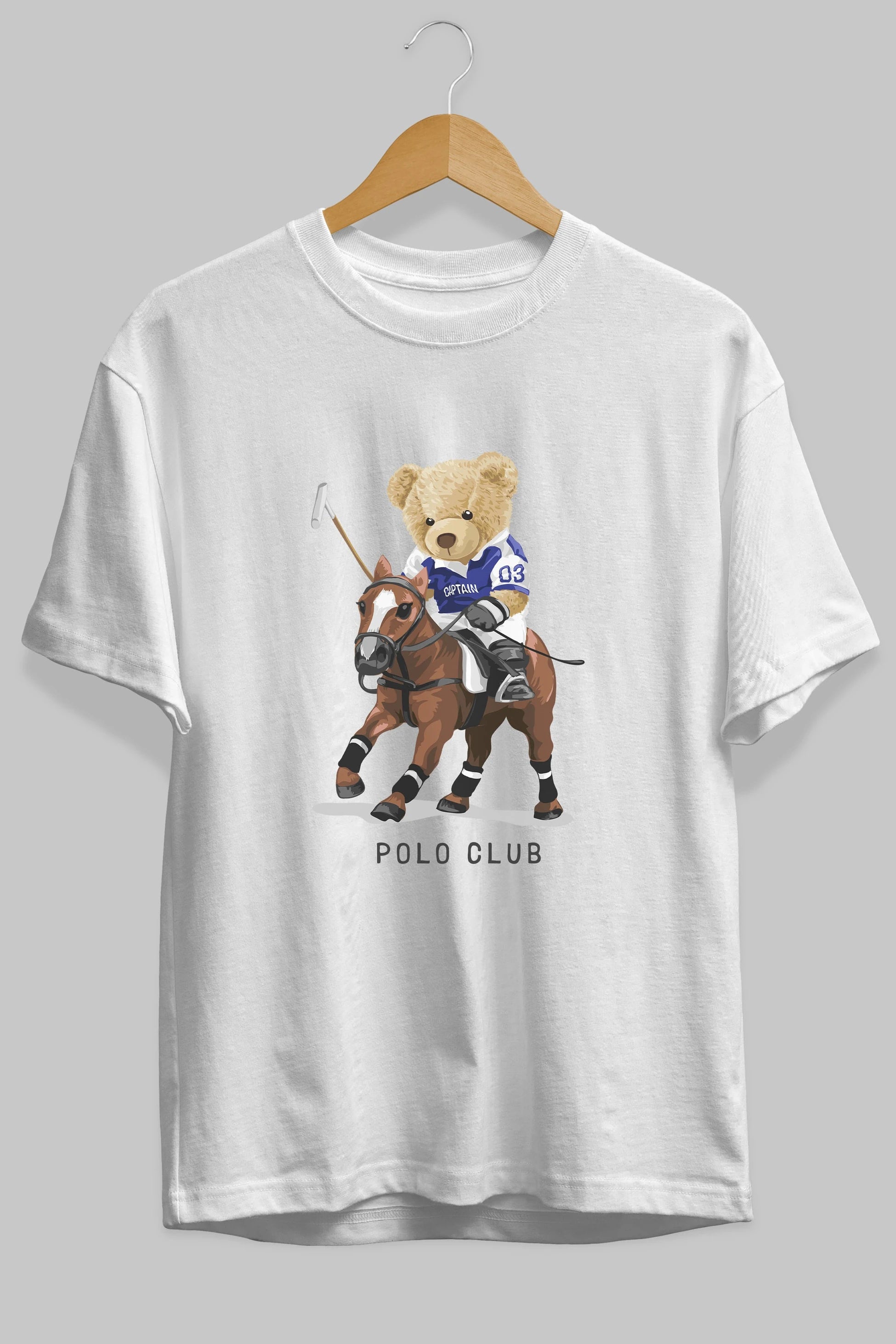 Teddy Bear Polo Club Ön Baskılı Oversize t-shirt Erkek Kadın Unisex %100 Pamuk