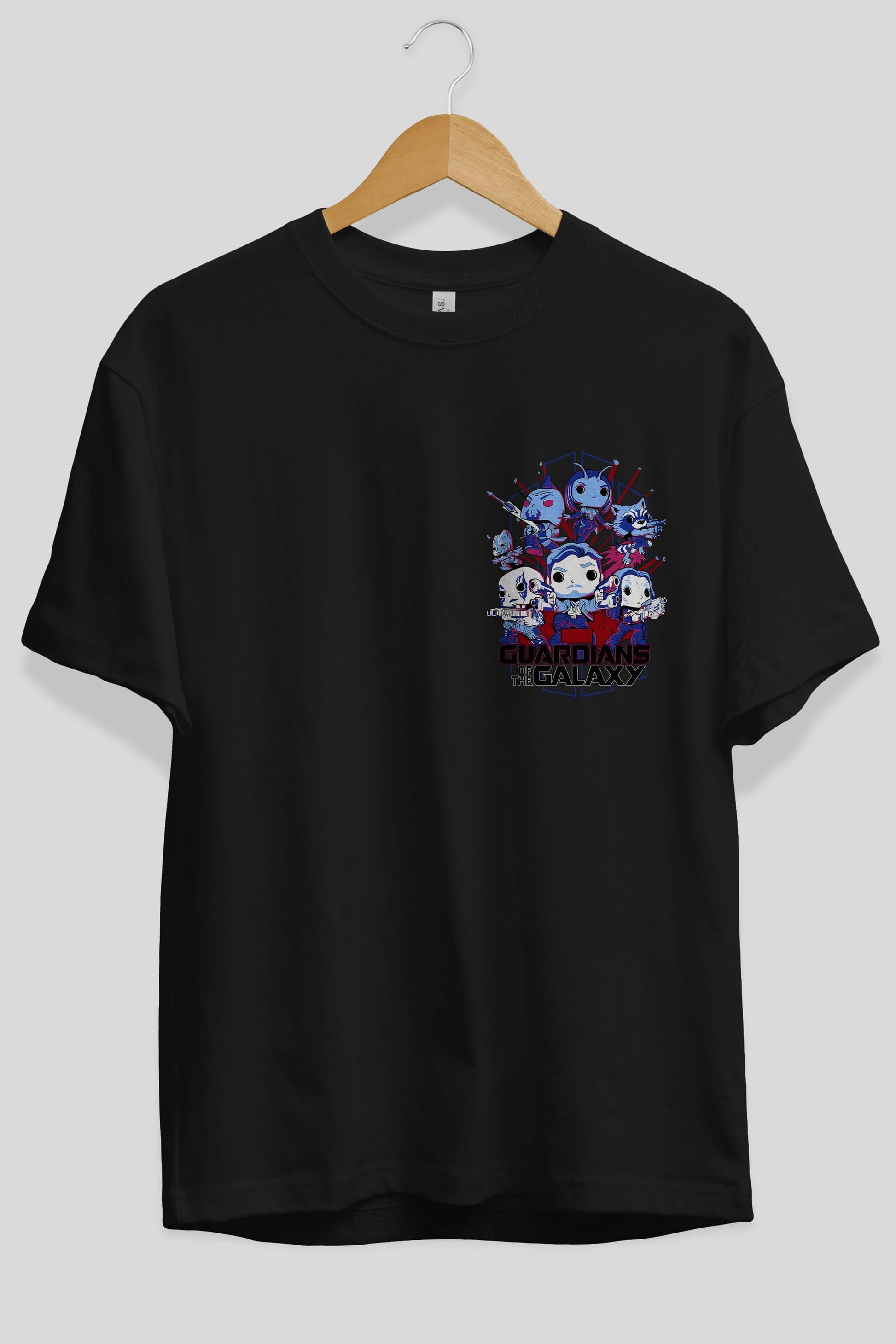 Guardians of the Galaxy Ön Sol Baskılı Oversize t-shirt Erkek Kadın Unisex %100 Pamuk Bisiklet Yaka tişort