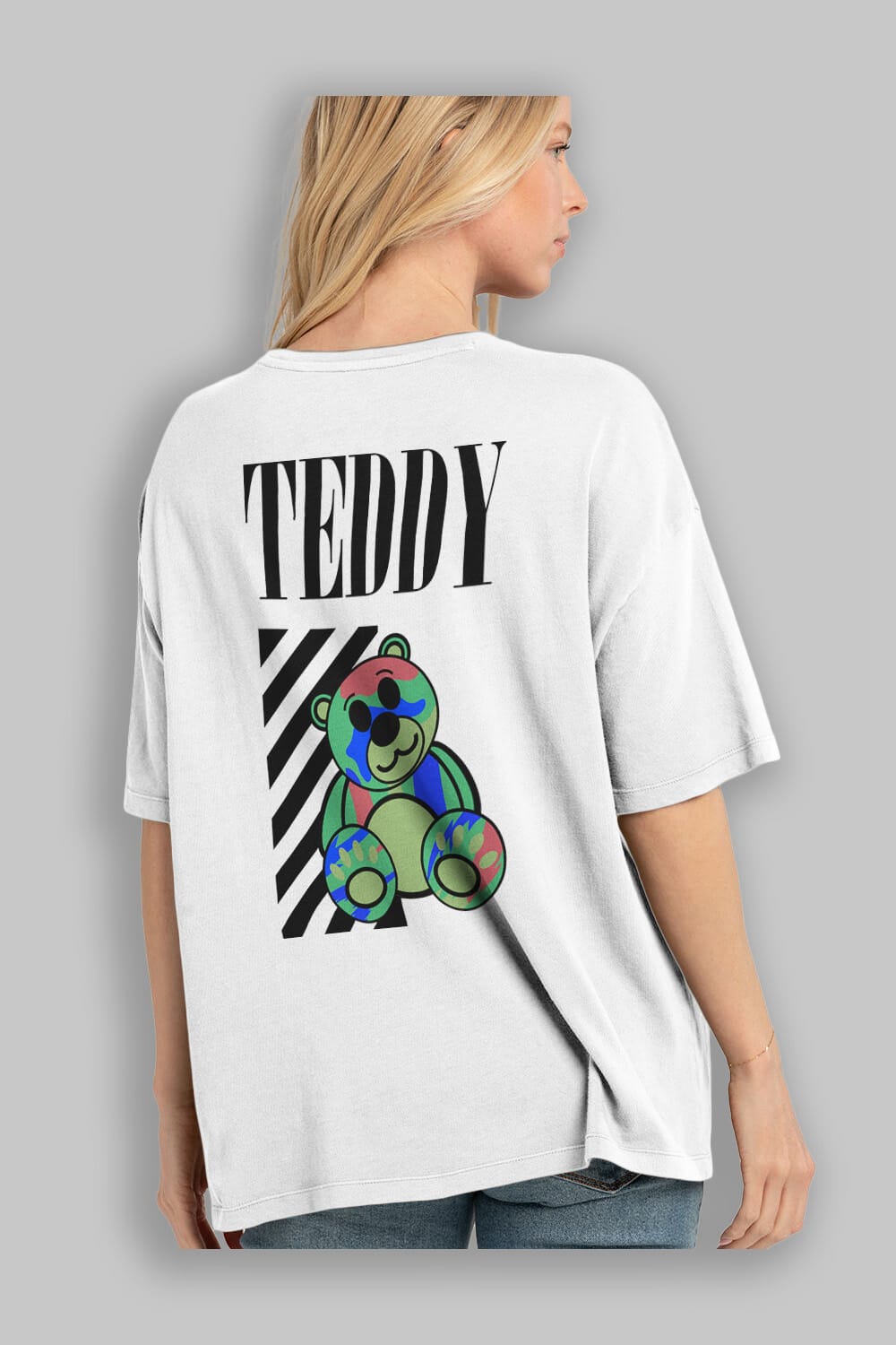 Teddy Bear 2 Arka Baskılı Oversize t-shirt Erkek Kadın Unisex