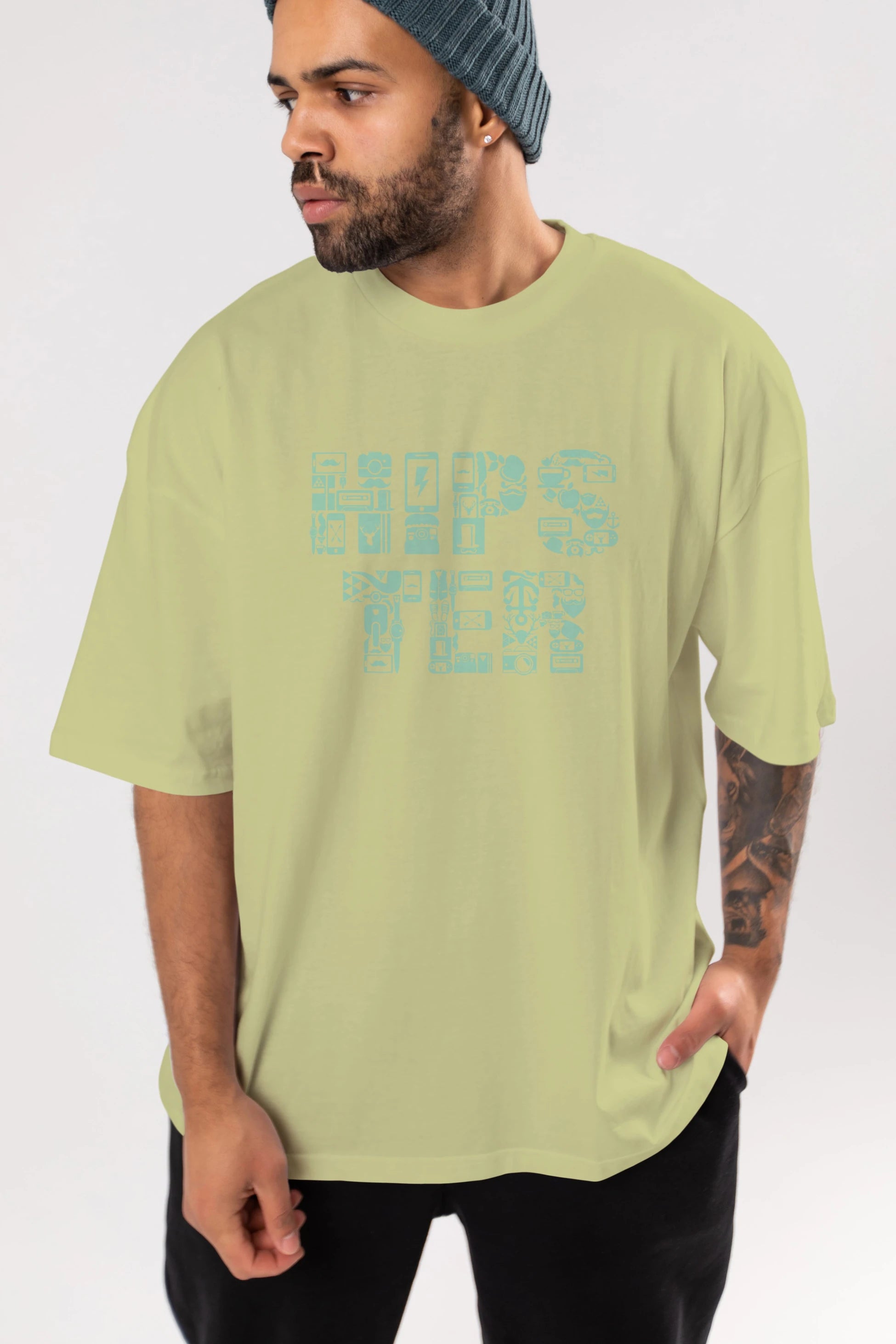 HIPSTER Ön Baskılı Oversize t-shirt %100 pamuk Erkek Kadın Unisex